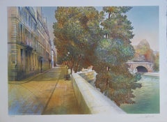 Paris : Near the Seine River - Original handsigned lithograph - 275ex