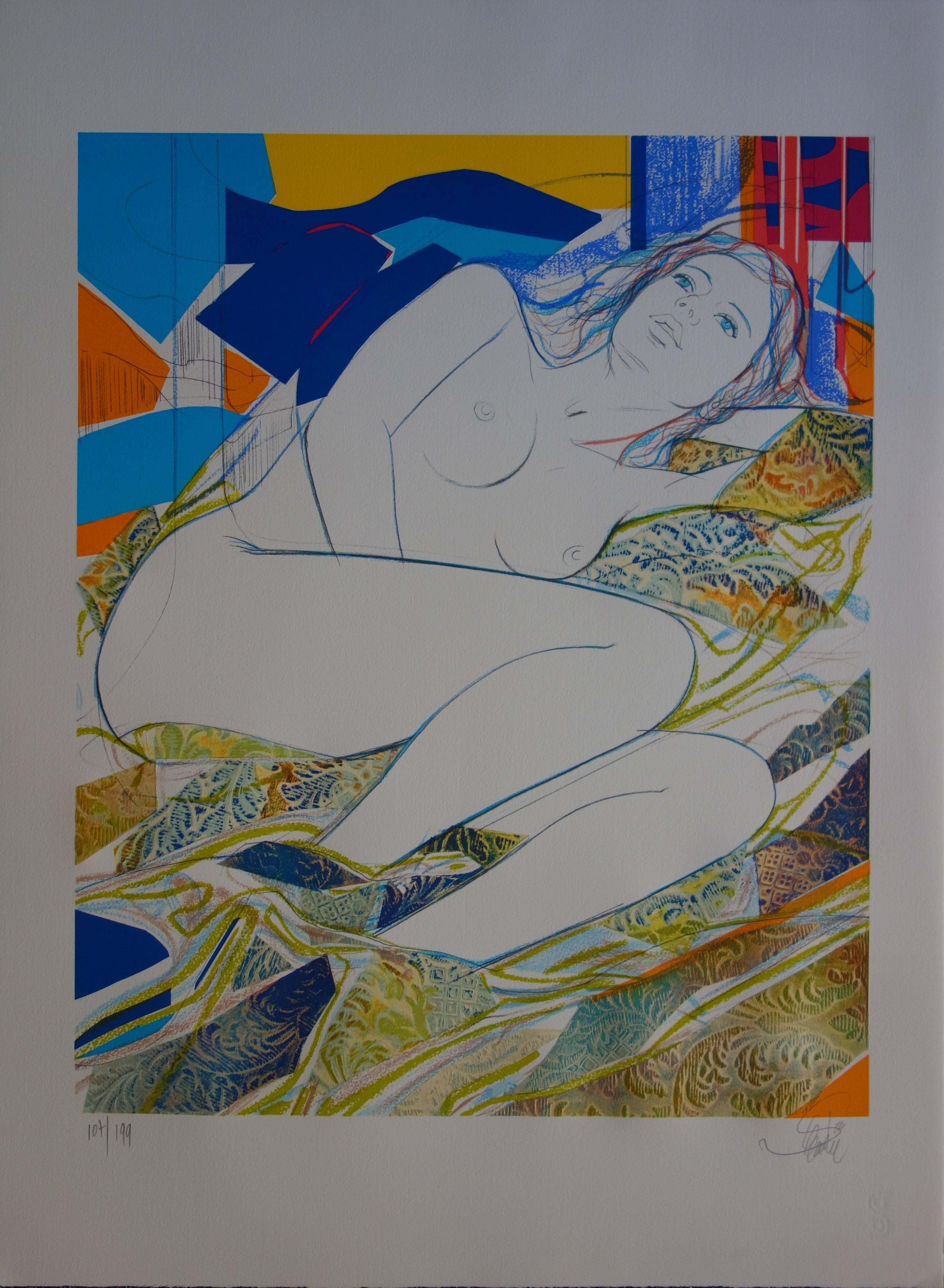 Jean-Baptiste Valadie Nude Print - Blue Eyes - Original handsigned lithograph - 199ex