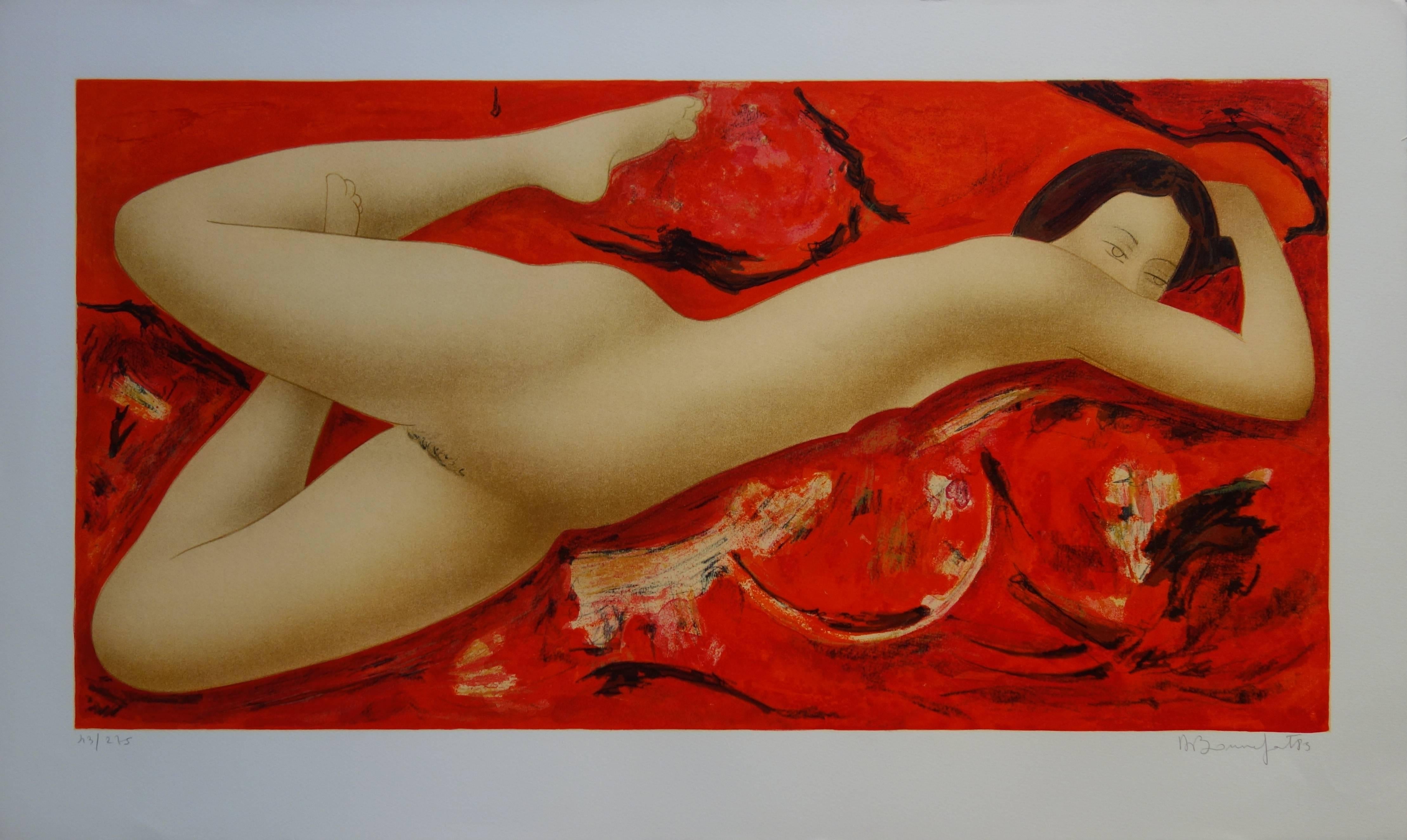 Alain Bonnefoit Nude Print - Fire and Flame - Original handsigned lithograph - 275ex