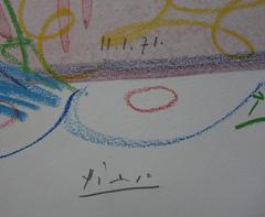 Woman Profile in Blue and Pink - Handsigned lithograph - 70ex