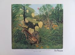 Lotta tra una tigre e un bufalo - Litografia - 300x