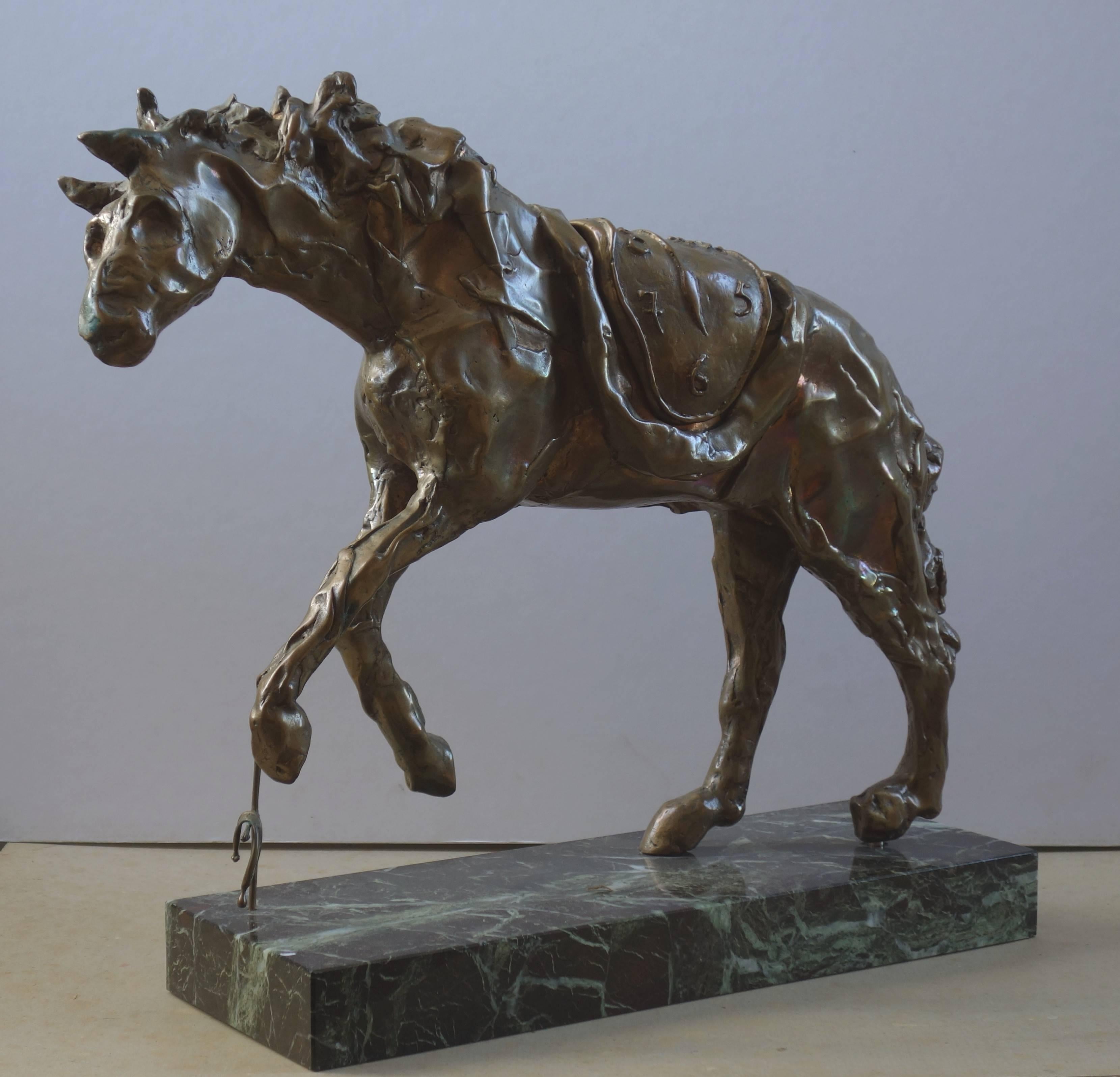 Salvador Dalí Figurative Sculpture - Horse with Molt Clock - Tall bronze sculpture - Signed /350ex
