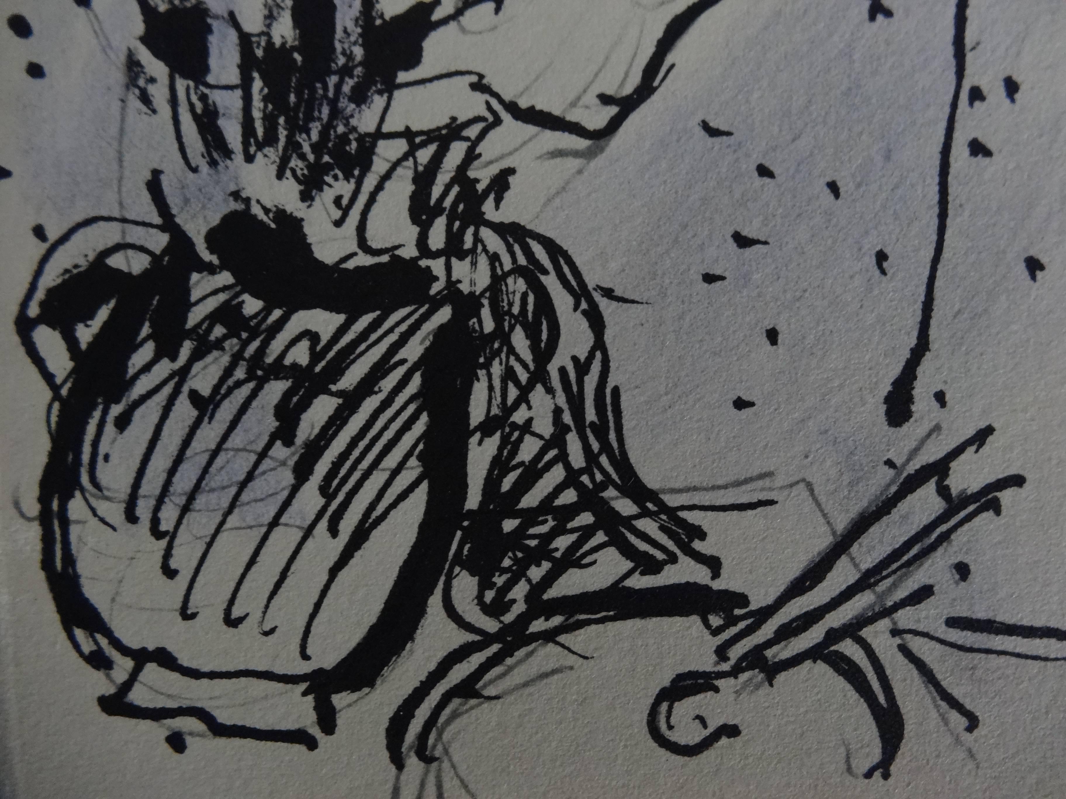 Painter with Palette - Lithograph - Maeght 1977 - Gray Figurative Print by (after) Marc Chagall