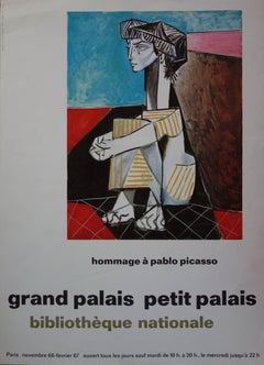 Seated Cubist Woman - Original vintage poster "Tribute to Picasso" - 1966