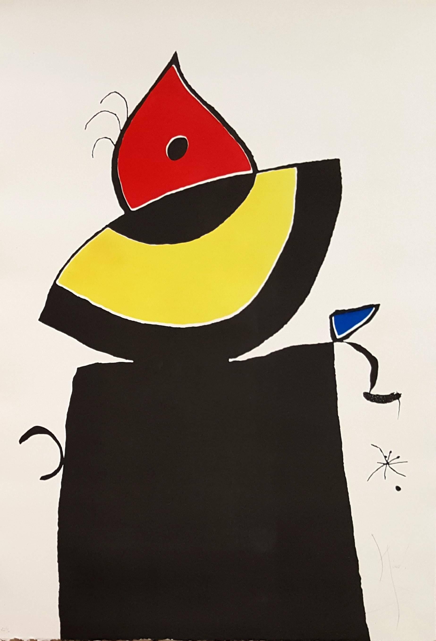Joan Miró Abstract Print - Quatre Colors - Original Etching Handsigned - 50 copies