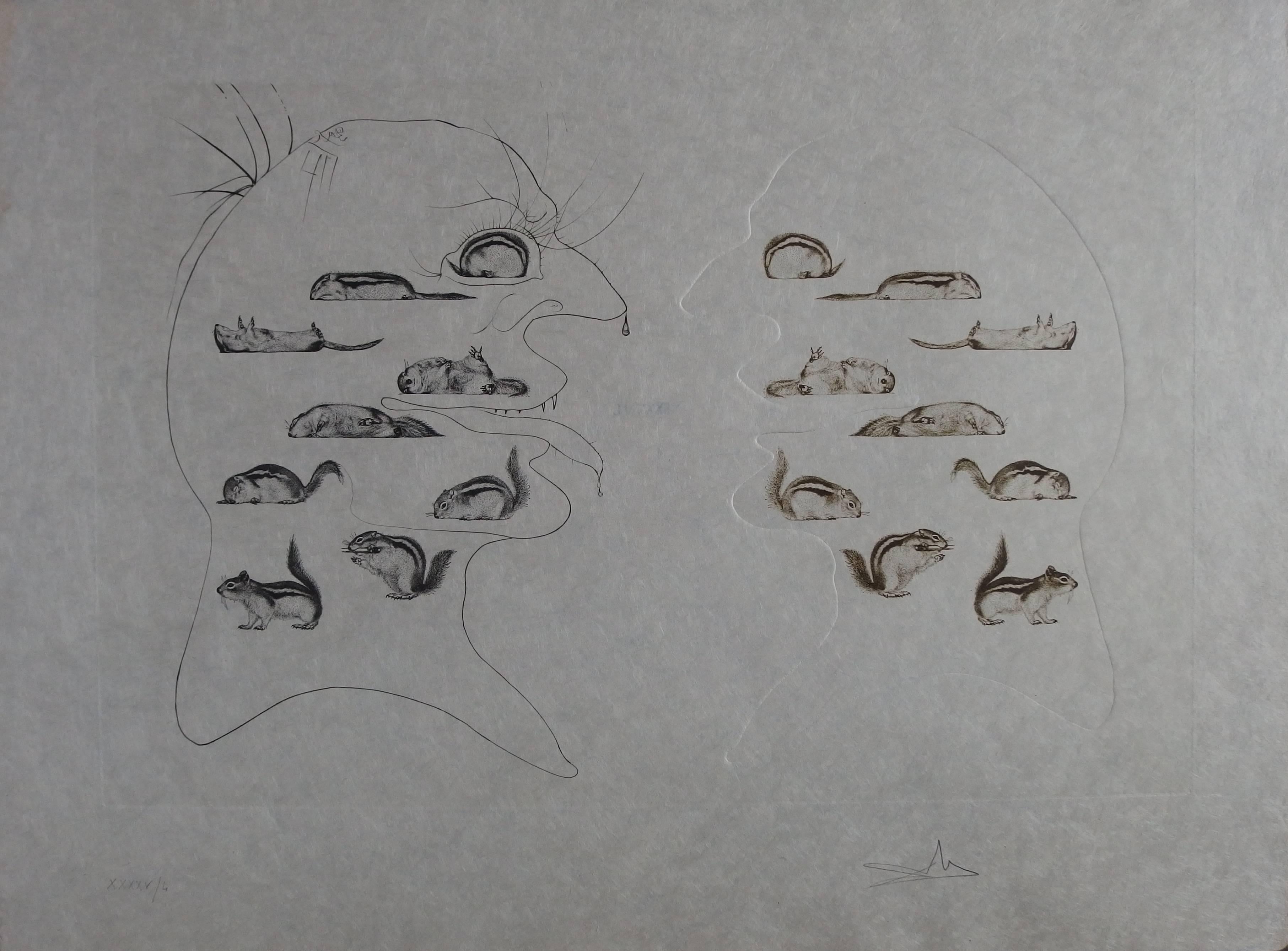 Ten Recipes of Immortality : Holography of the Squirrel - Signed etching