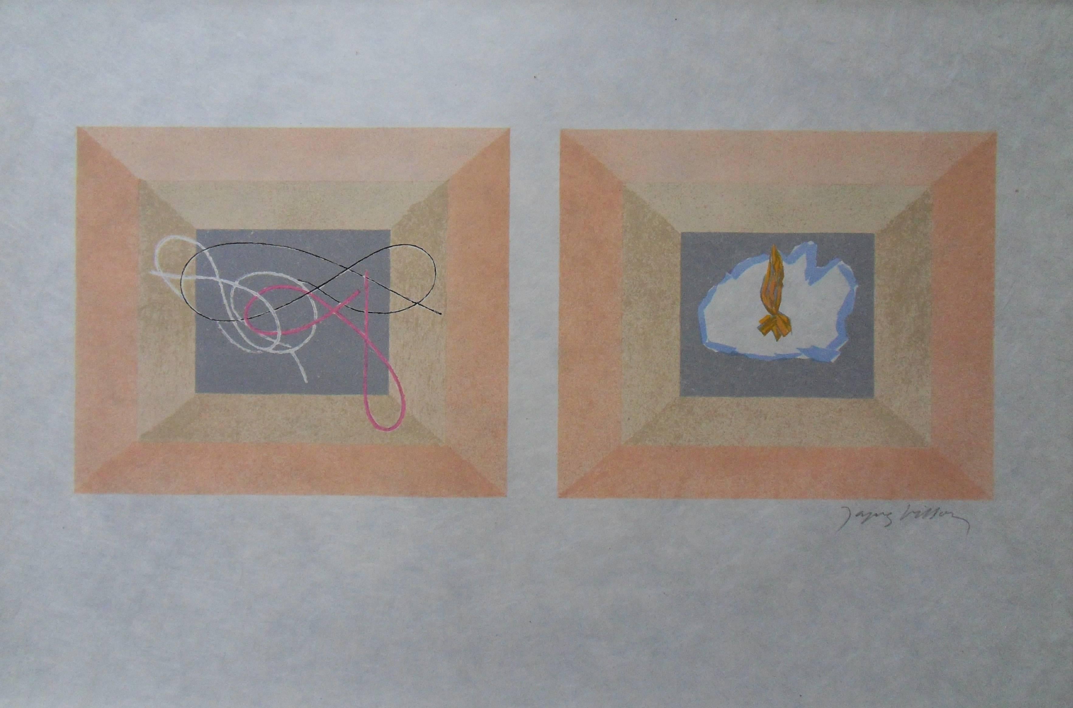 Jacques Villon Abstract Print - Air and Fire - Signed lithograph - Mourlot 1953