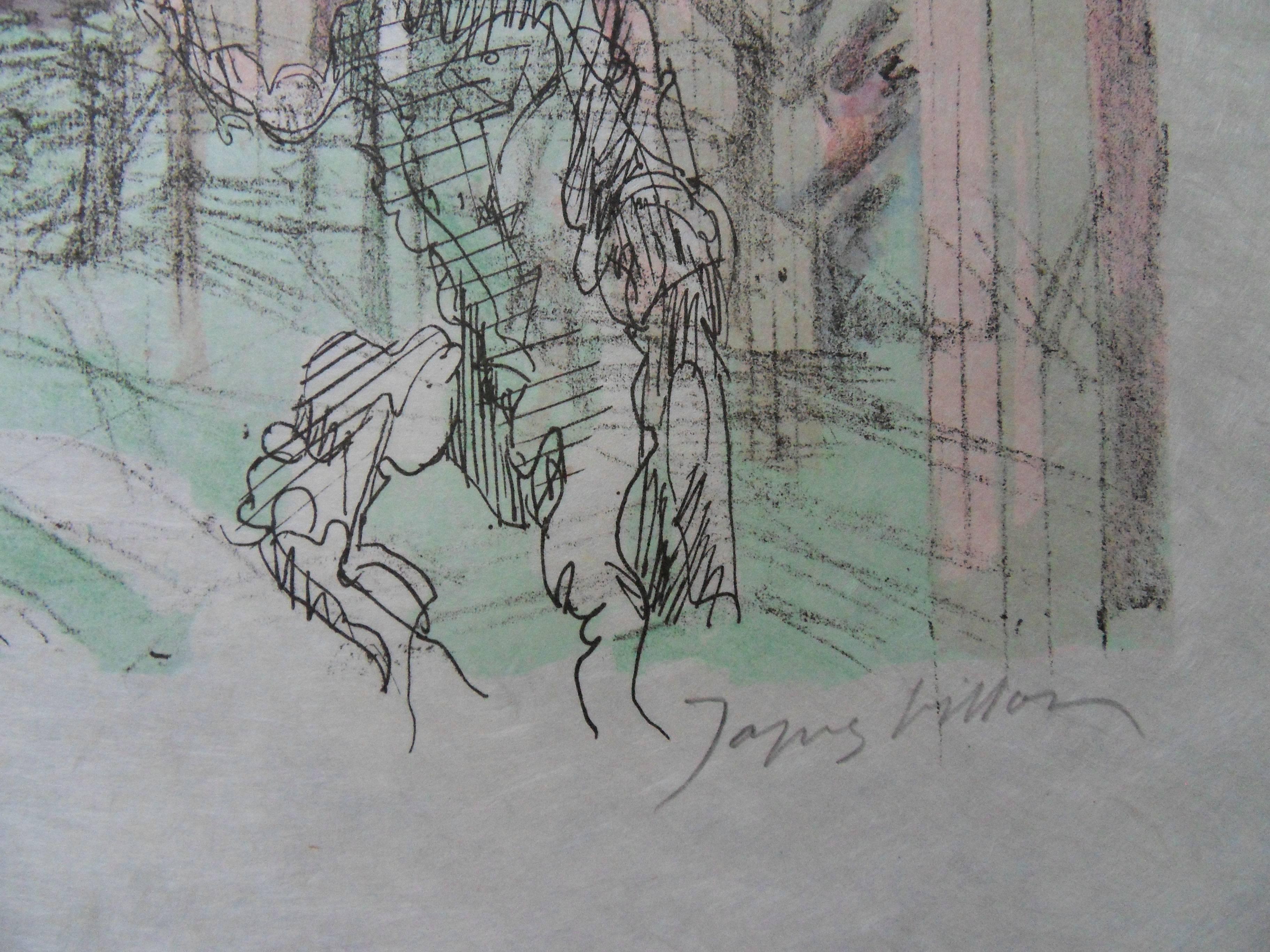Atrium - Signierte Lithographie - Mourlot 1953 – Print von Jacques Villon
