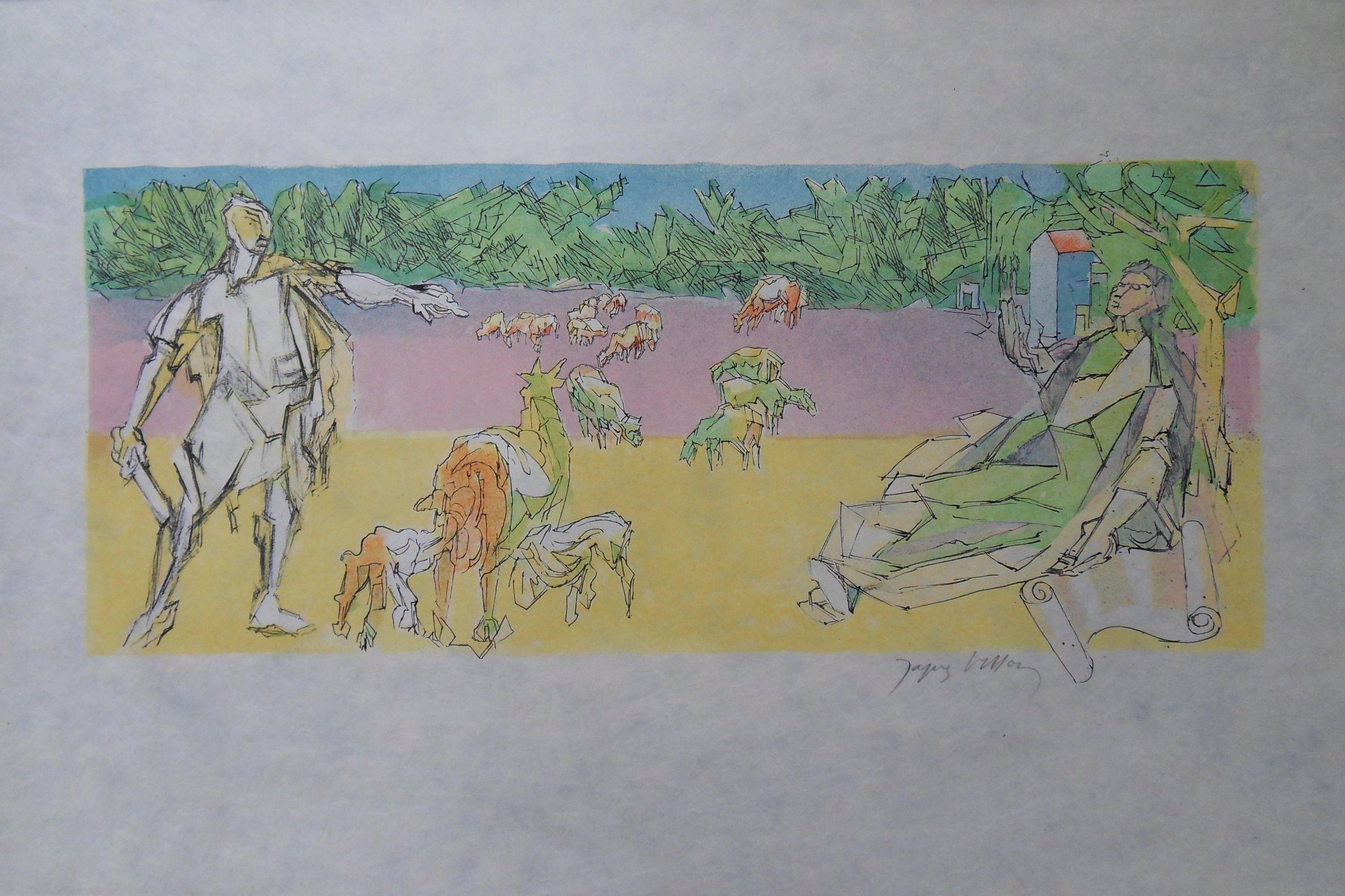 Figurative Print de Jacques Villon - Virgilio expulsado - Litografía firmada - Mourlot 1953