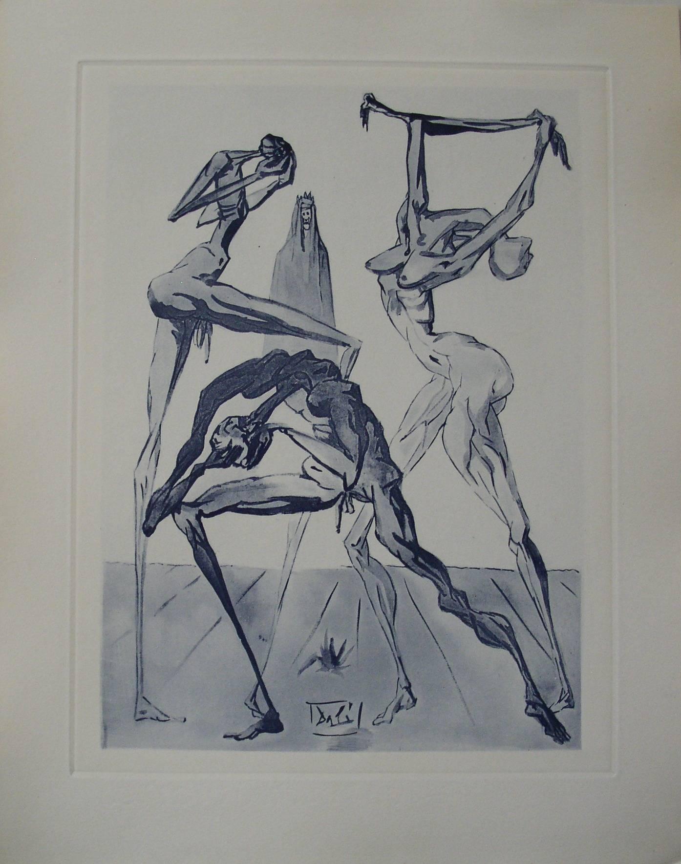 Salvador Dalí Figurative Print - Divine Comedy, Simonists - Etching - 150ex