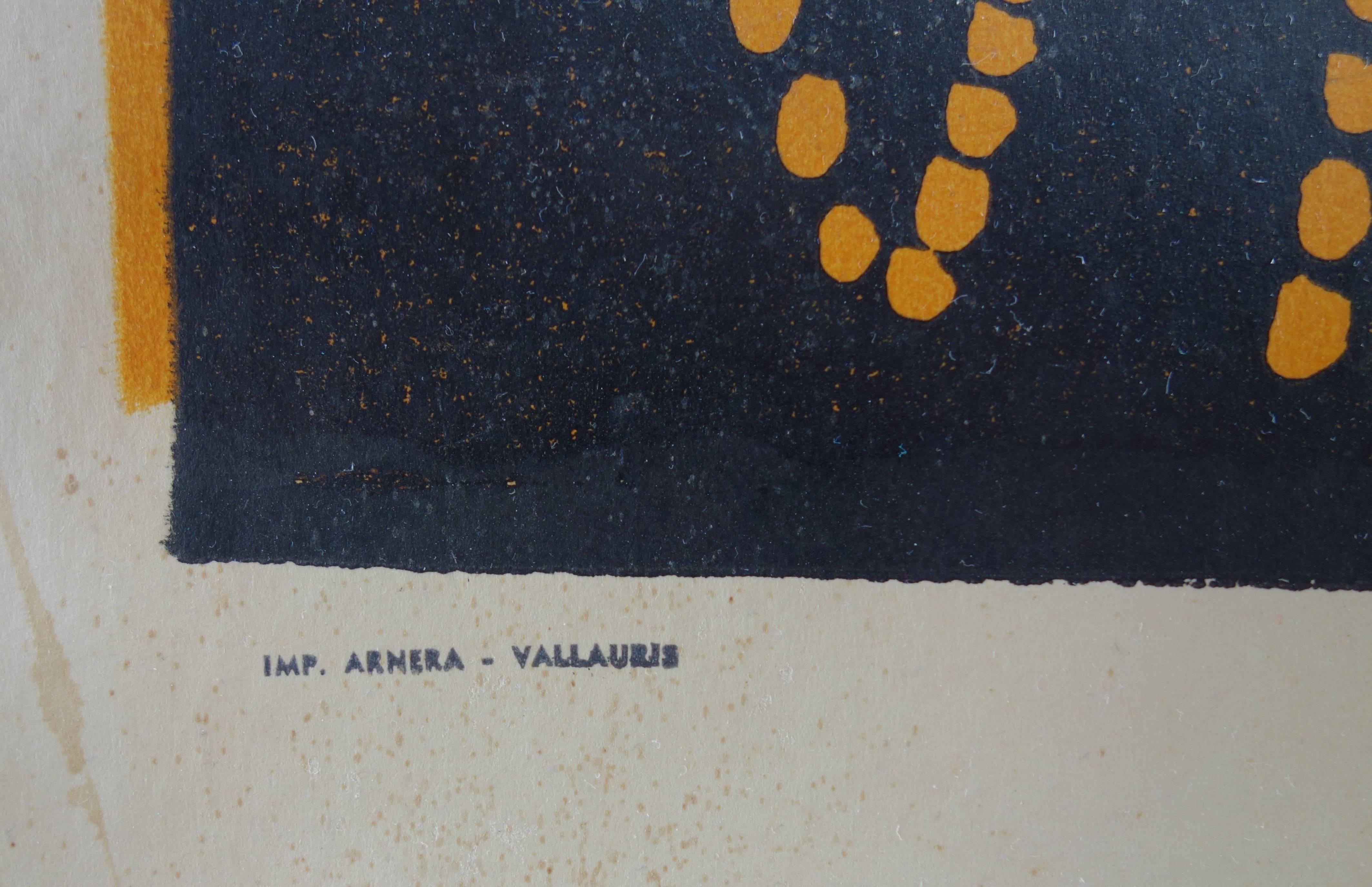 Toros Vallauris 1958 - Tall linocut - Ref. Bloch #1282 - Cubist Print by Pablo Picasso