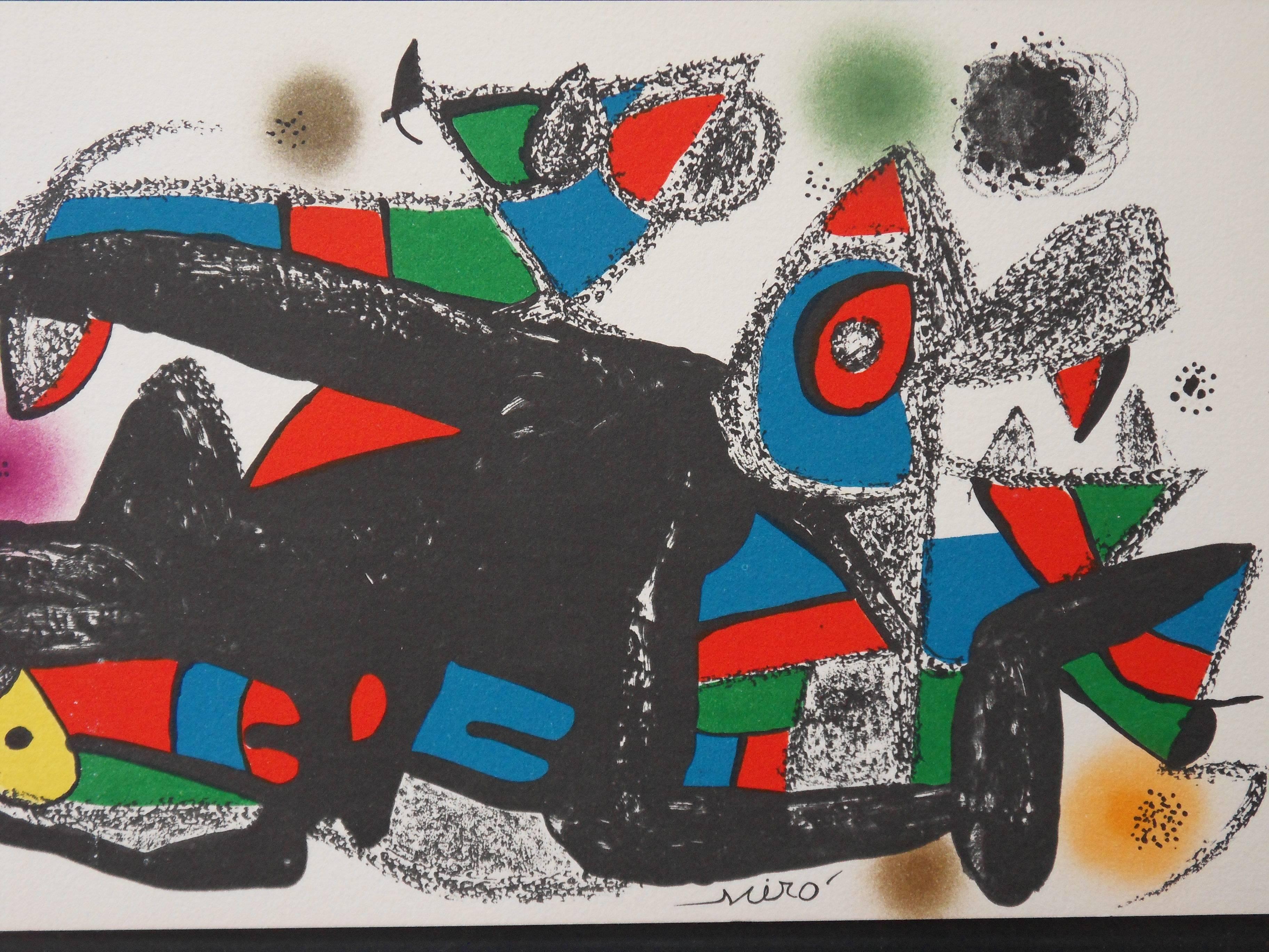 Escultor : Denmark - Original lithograph - 1974 - Gray Abstract Print by Joan Miró