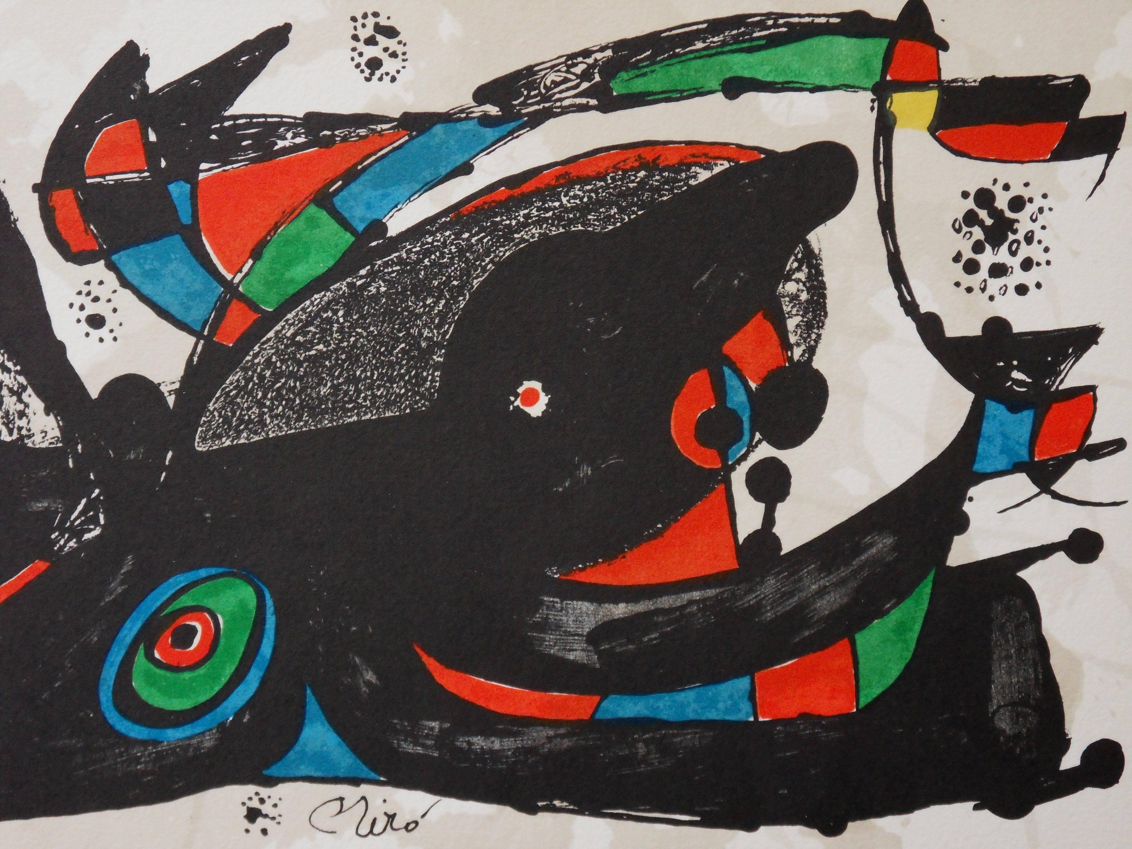 Escultor : Great Britain - Original lithograph - 1974 - Black Abstract Print by Joan Miró