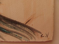 Nude Blond Hair Girl - Original gouache and watercolor painting - Signed - 1939