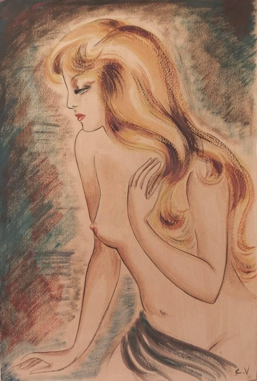 Claire VERGEZ
Nude Blond Hair Girl, 1939

Original gouache and watercolor painting
Signed bottom right
On heavy vellum 38 x 25.5 cm (c. 15 x 10 in)

Excellent condition