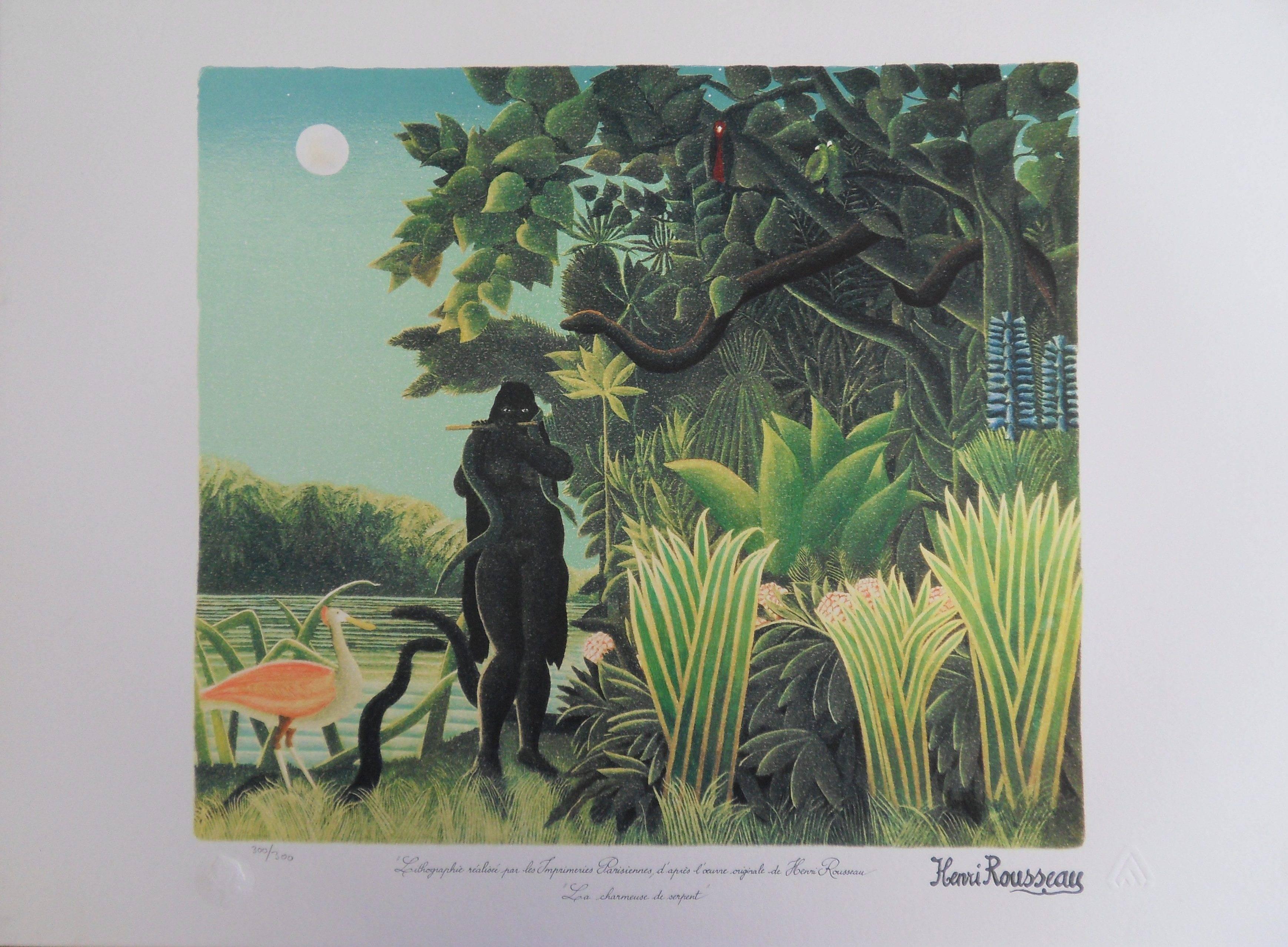 (after) Henri Rousseau Figurative Print - The Snake Charmer - Lithograph - 300ex