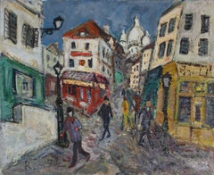 Paris, Montmartre : Sacre Coeur Viewed from Rue Norvins - Oil on Canvas #Signed