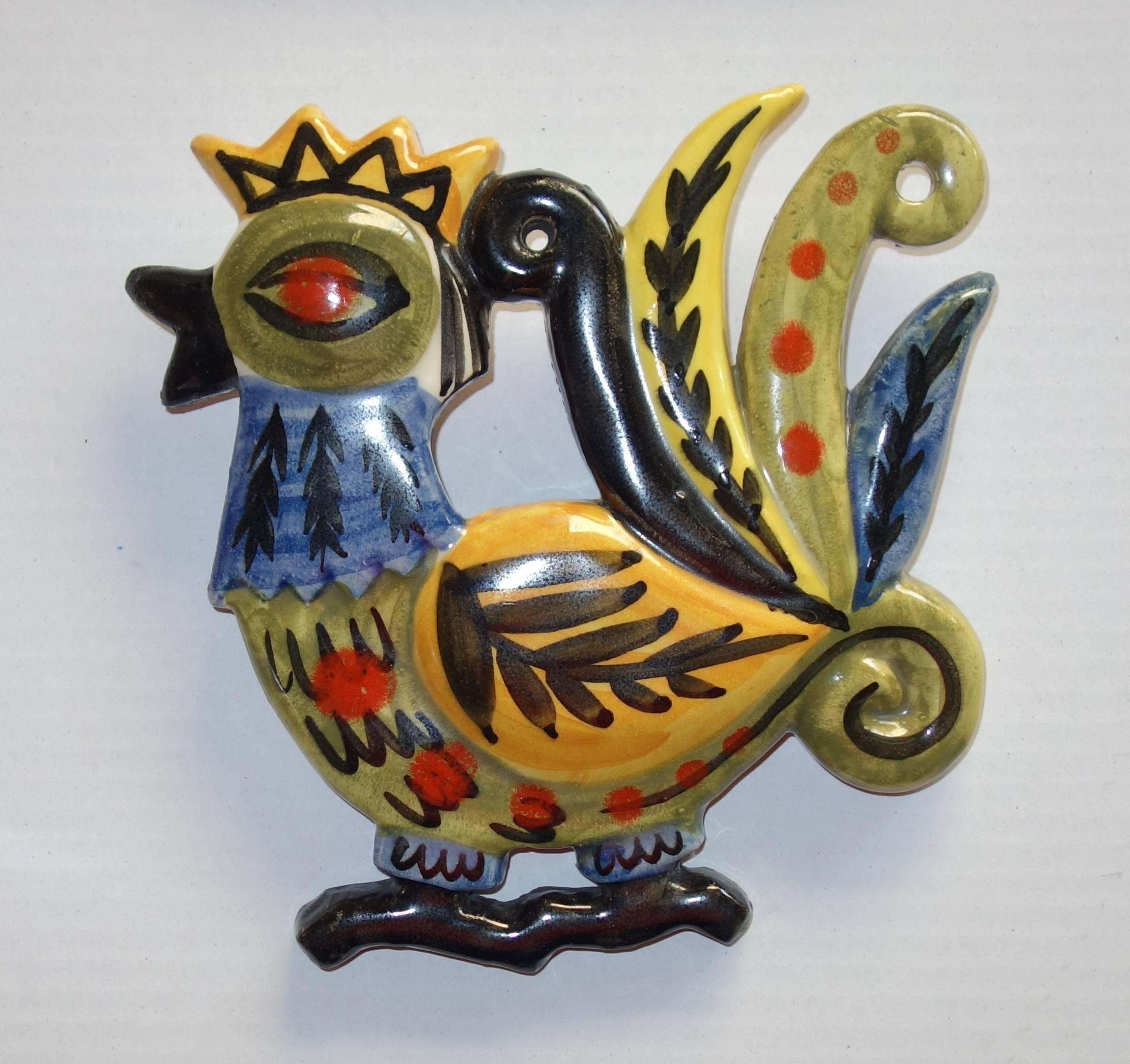 Gwen Jégou Figurative Sculpture - Traditional Brittany Rooster - Original handsigned ceramic