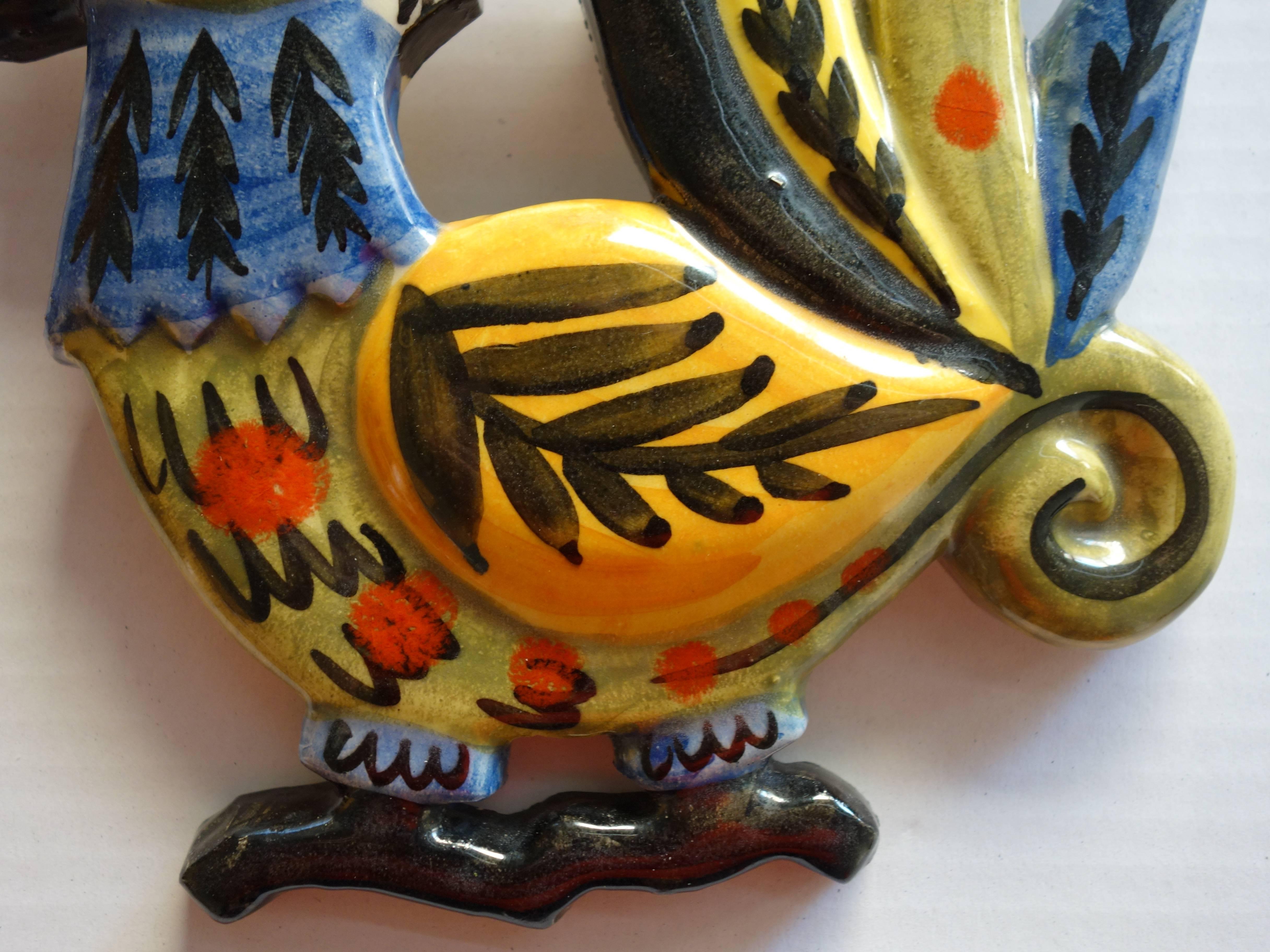 Traditional Brittany Rooster - Original handsigned ceramic - Gray Figurative Sculpture by Gwen Jégou