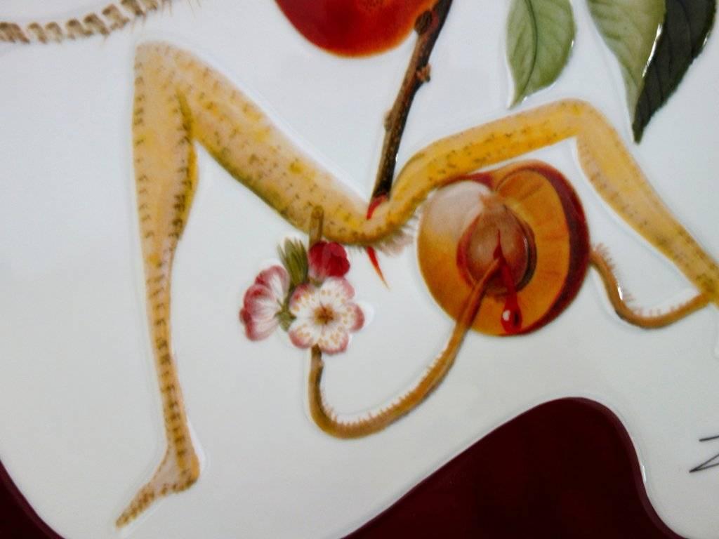 Flordali, Caballero Albaricoque - Plato de porcelana (acabado rojo burdeos) 1