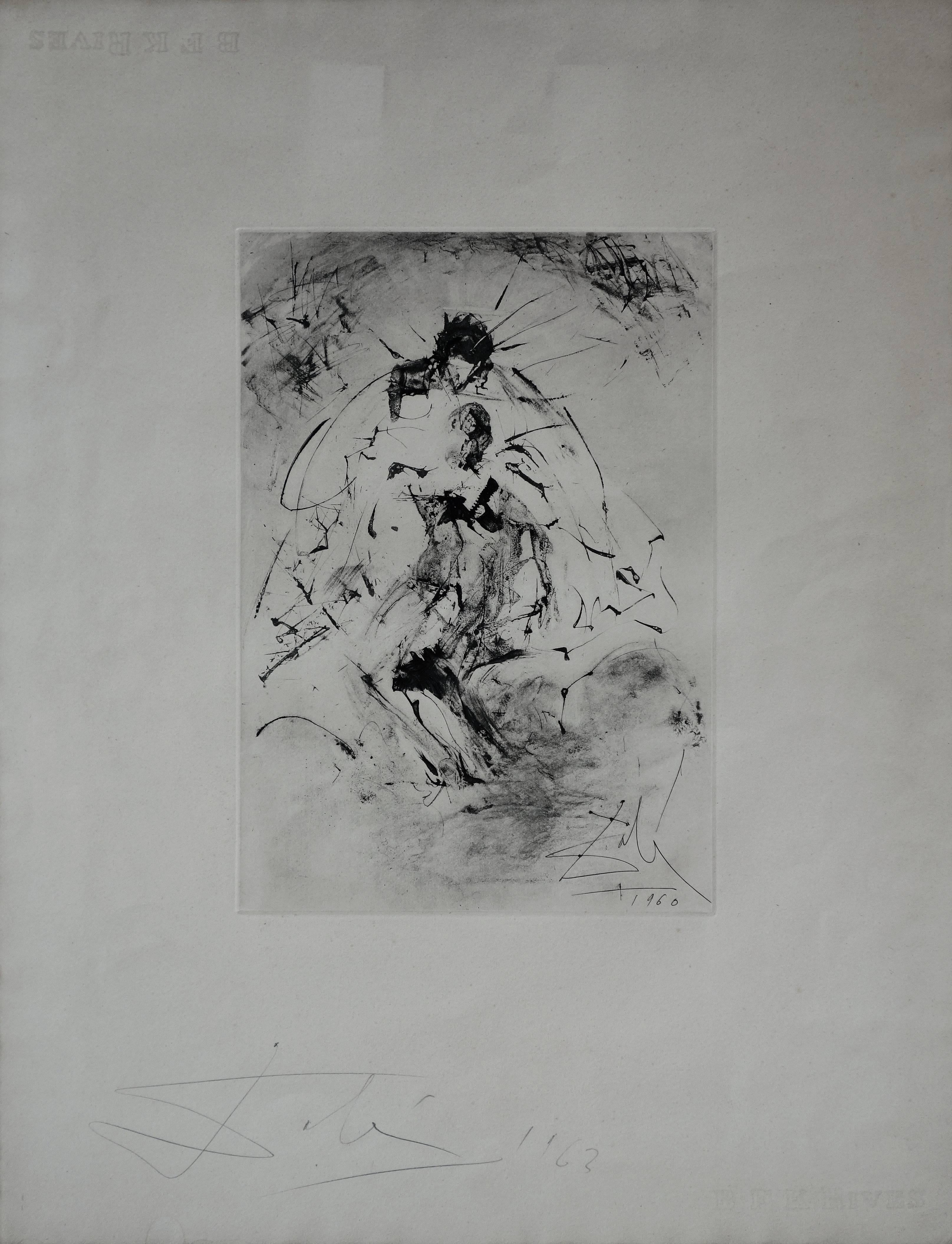 (after) Salvador Dali Figurative Print - Pieta : Isis Soutenant Osiris Mutile - Rare early etching - Boldly handsigned
