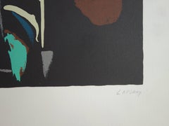 Abstract Composition on Black Background - Original handsigned lithograph