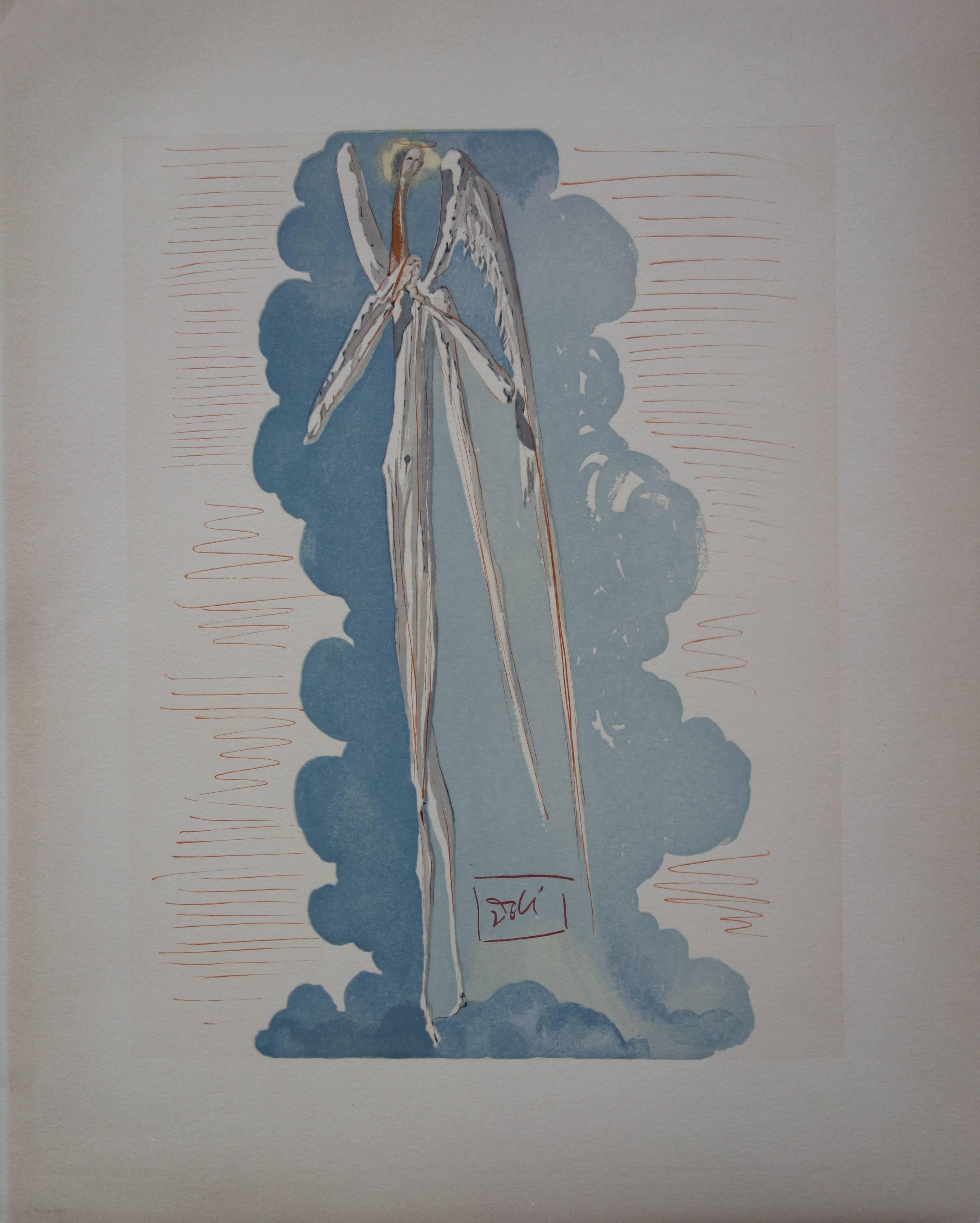 Salvador Dalí Figurative Print - Heaven 22 - The Angel of the 7th Heaven - woodcut - 1963
