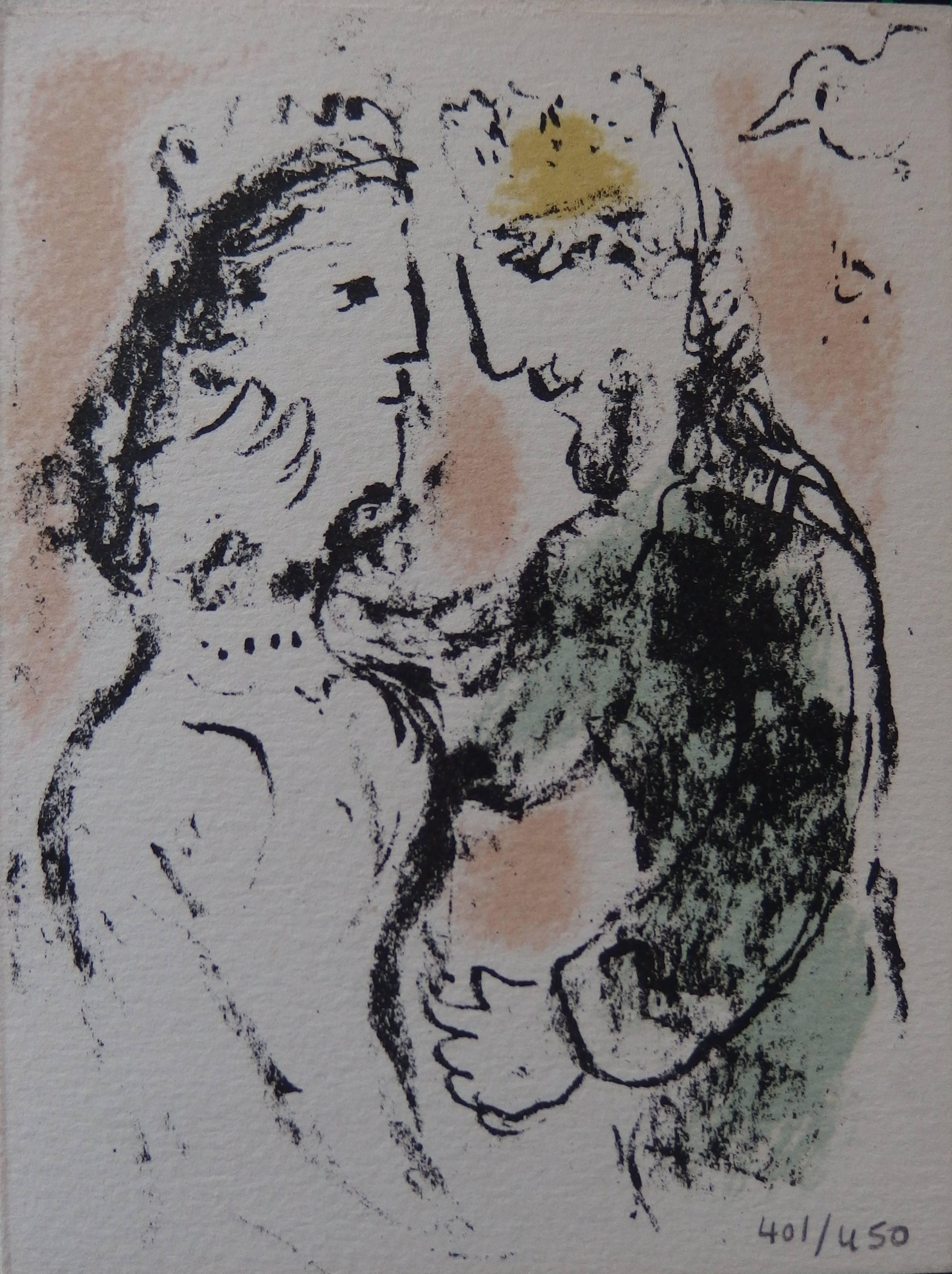 Marc Chagall Figurative Print - Carte de Voeux (Greeting Card) - Original limited edition lithograph