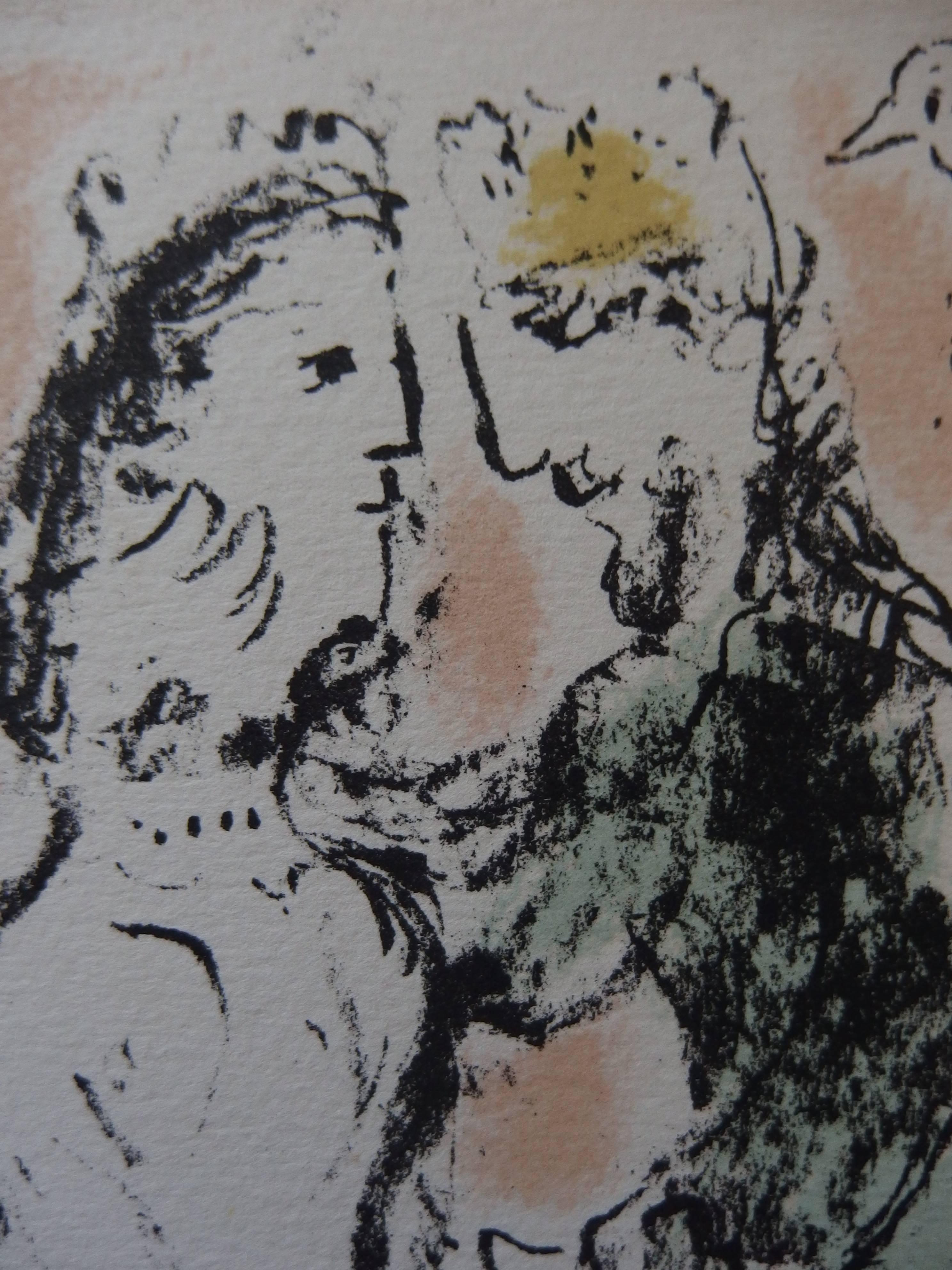 Carte de Voeux (Greeting Card) - Original limited edition lithograph - Gray Figurative Print by Marc Chagall