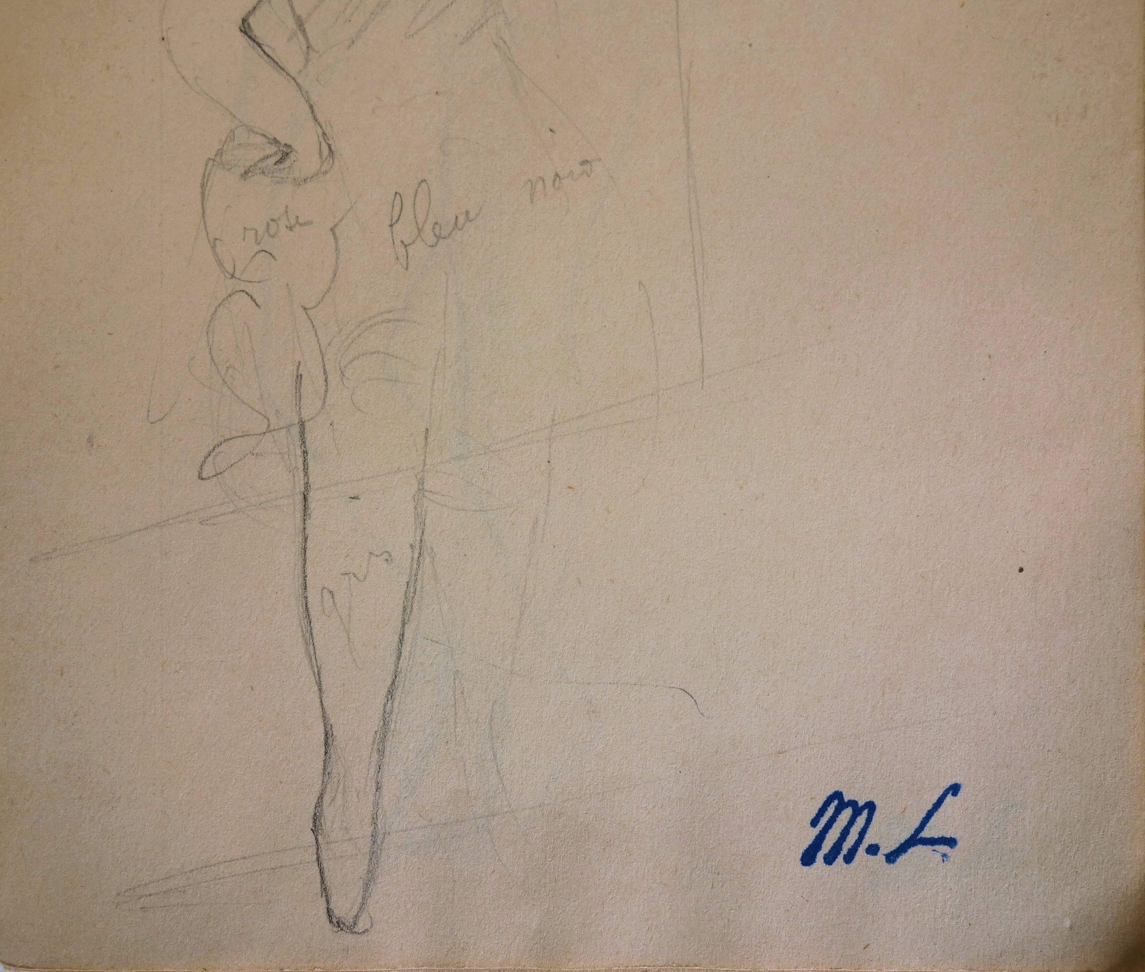 Ballerina - Original Bleistiftzeichnung (Moderne), Art, von Marie Laurencin