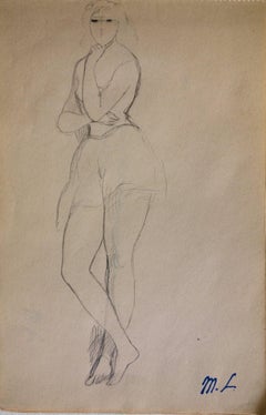 Antique Female drawing - Original pencil drawing