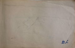 Antique Drawing of knight on horse - Original pencil drawing