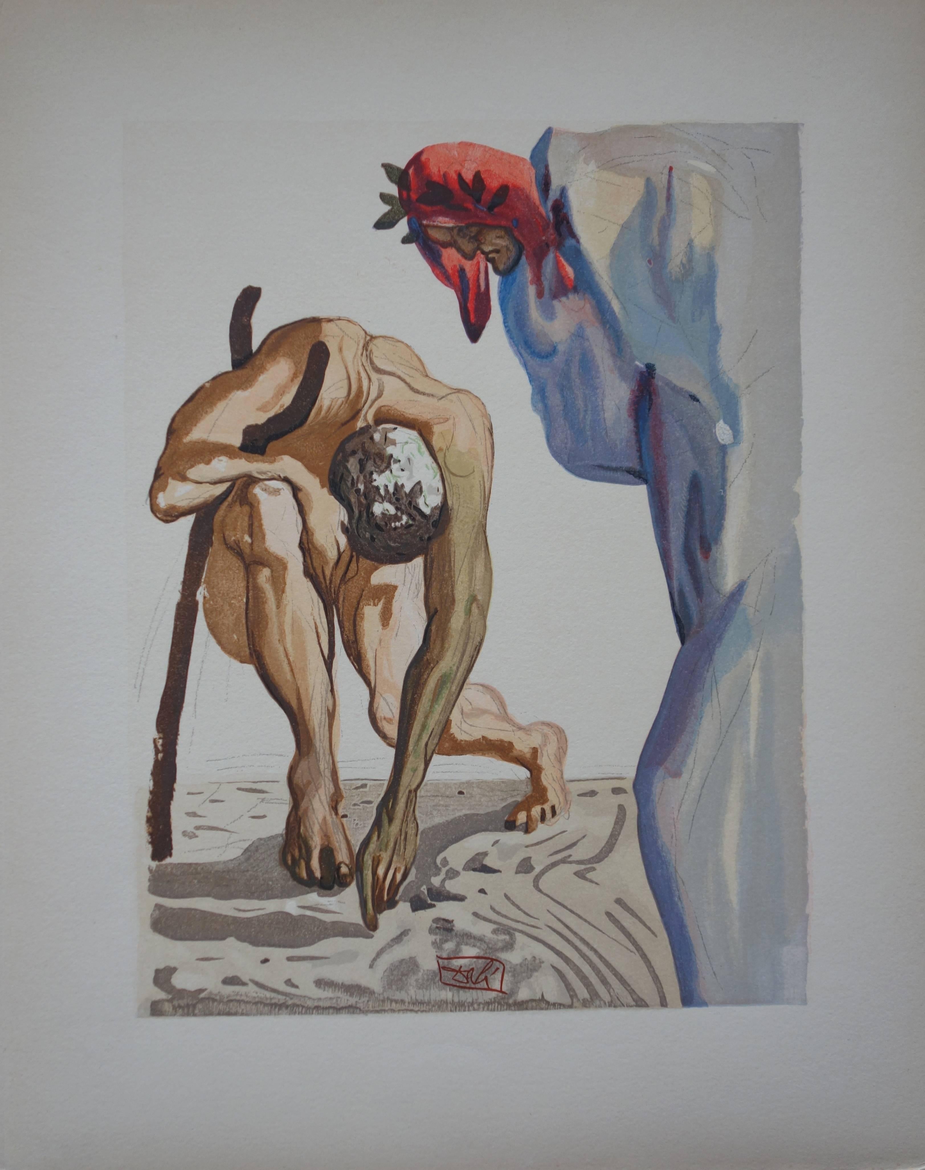 Salvador Dalí Figurative Print - Purgatoire 12 - The beauty of the sculpture - woodcut - 1963