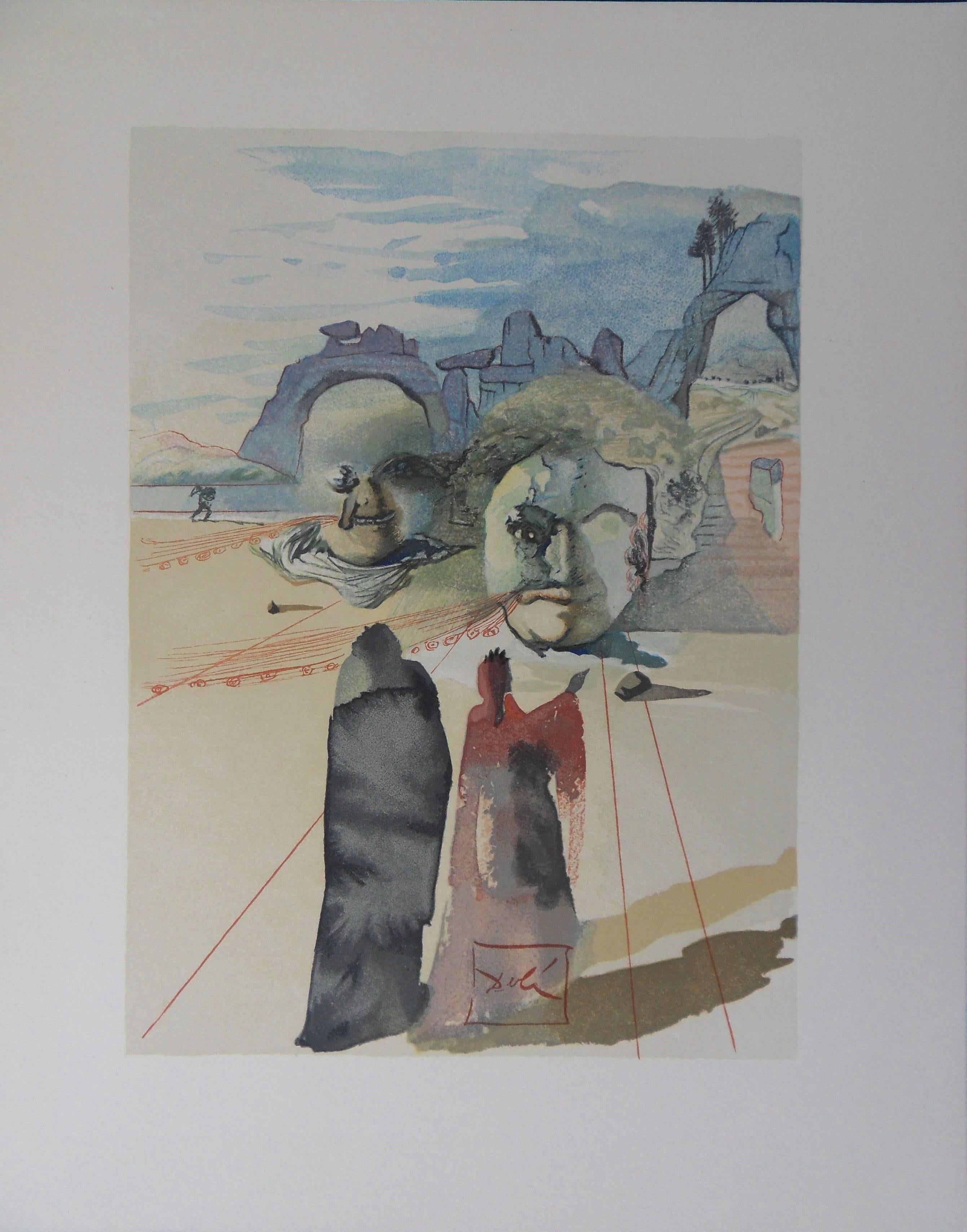 Salvador Dalí Figurative Print - Purgatory 20 - Avarice et extravagance - woodcut - 1963