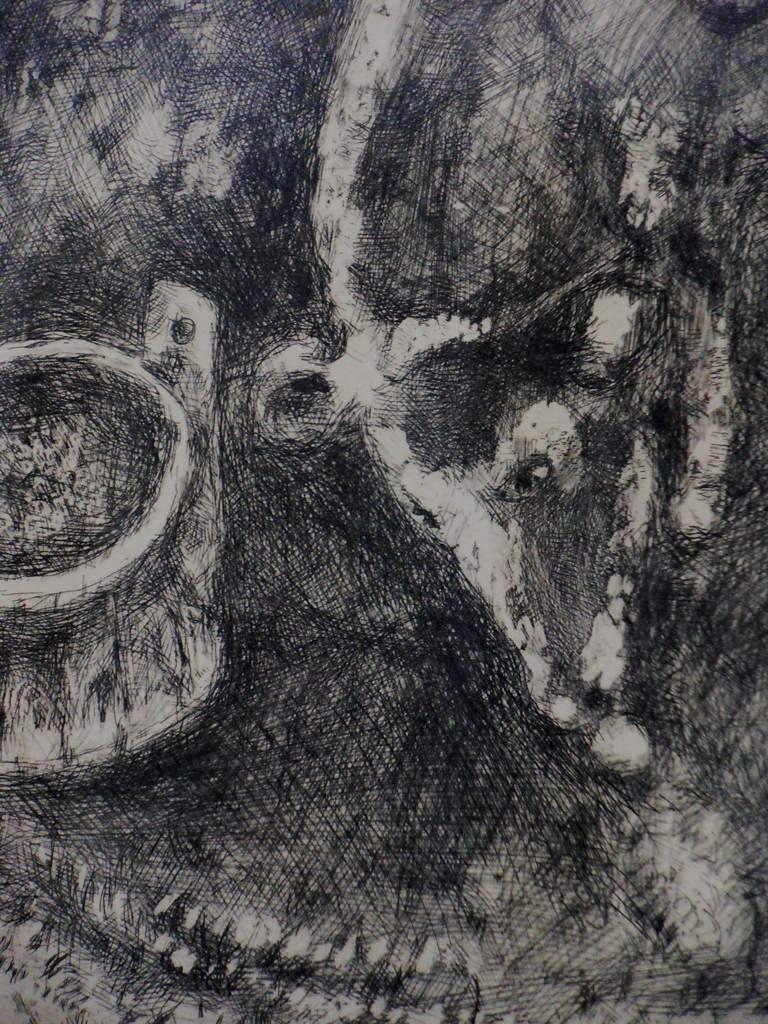 Fables : The Frog and the Beef - Original etching - 1952 - Gray Animal Print by Marc Chagall