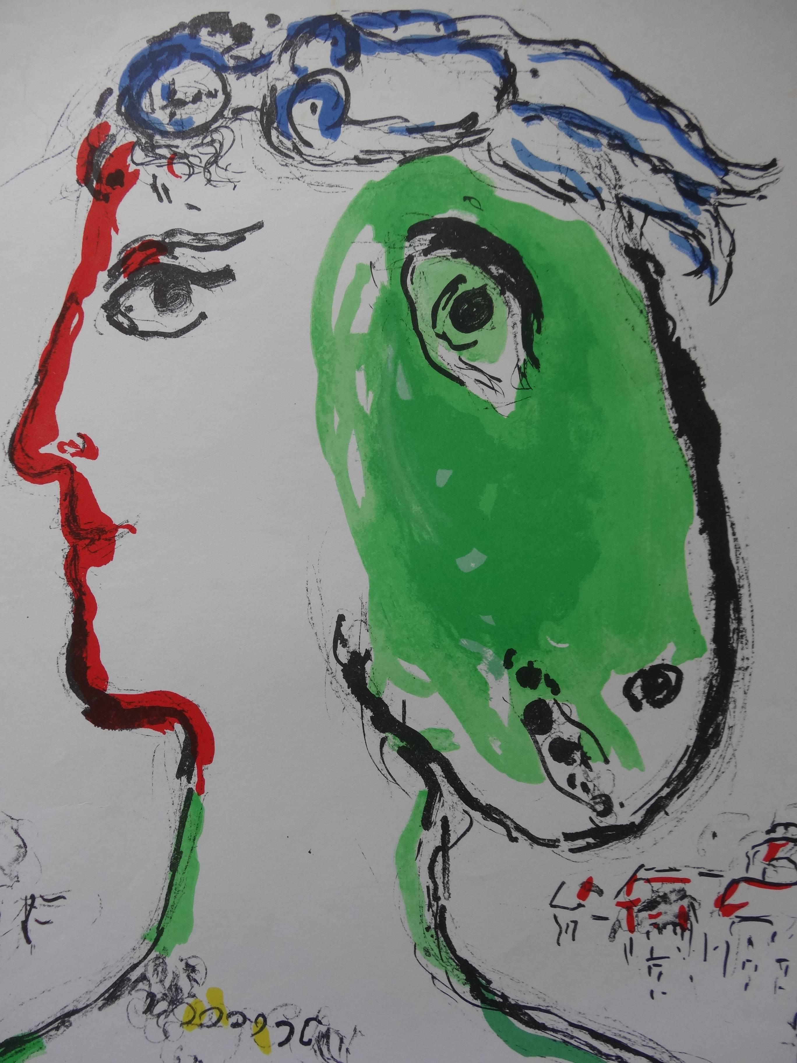 Artist as a Phoenix - Original lithograph poster - Mourlot - Surrealist Print by Marc Chagall