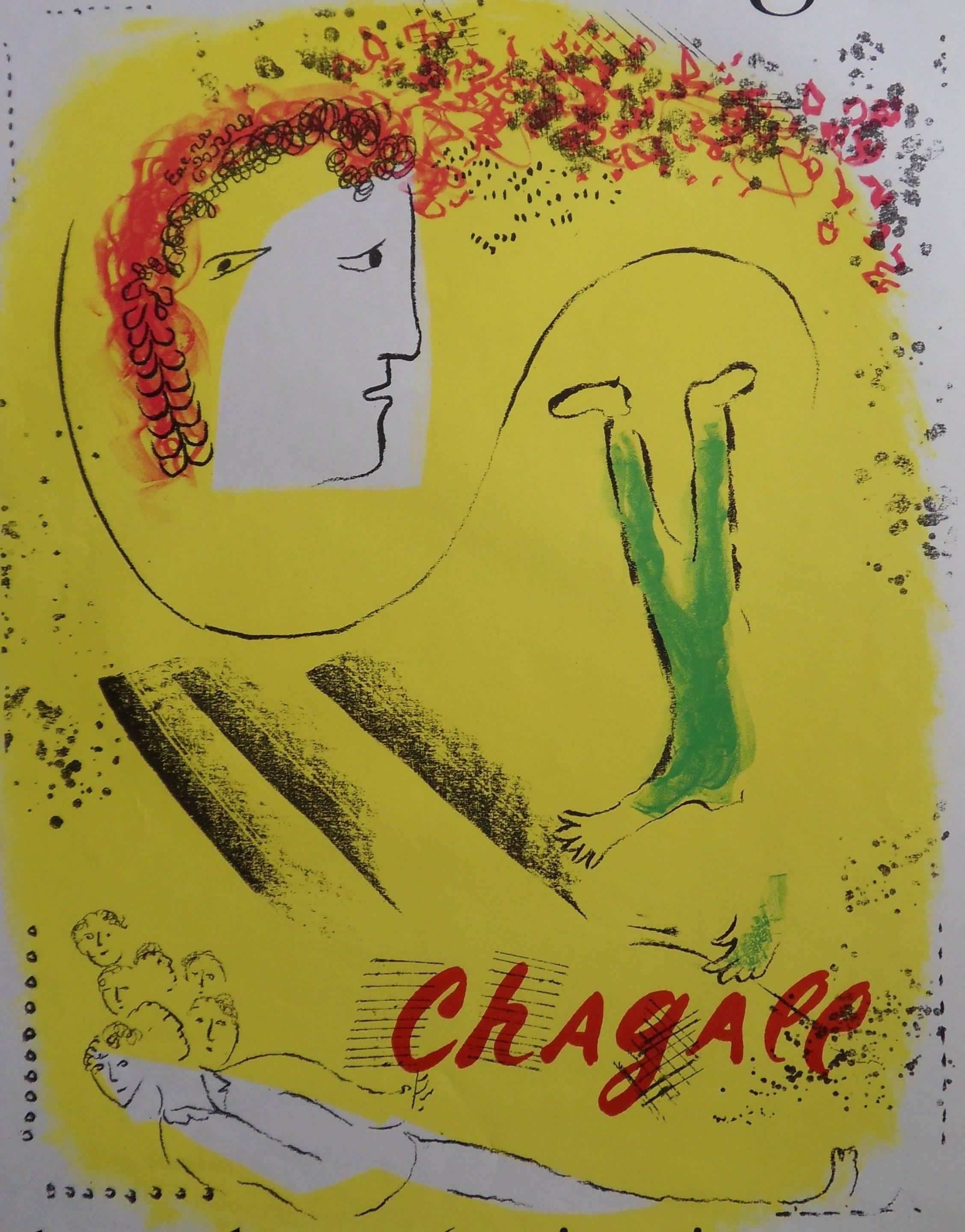 Sueño Amarillo - Cartel litografía original - Mourlot 1969 - Print Surrealista de (after) Marc Chagall