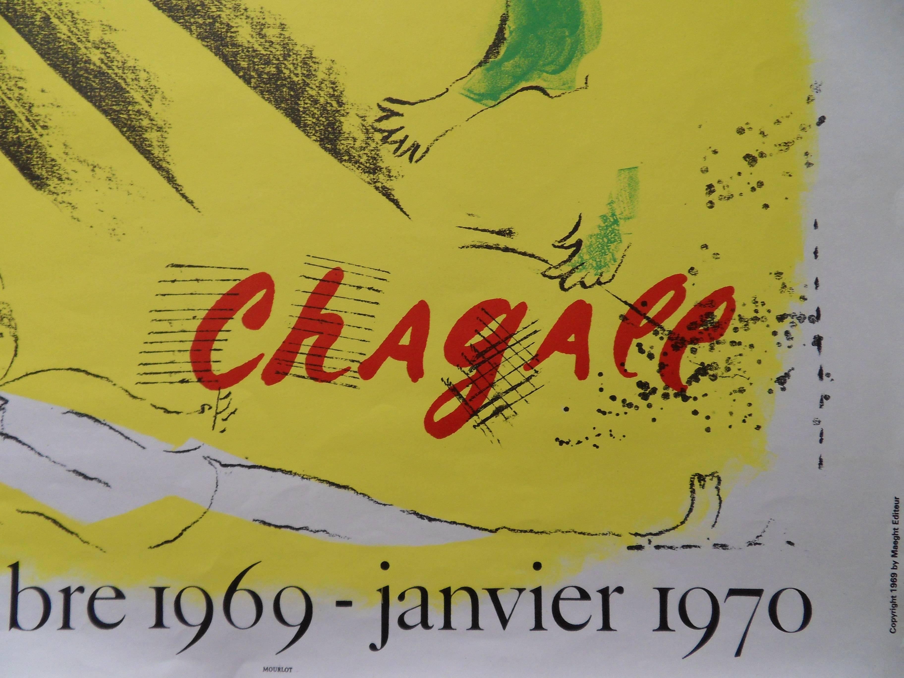 Sueño Amarillo - Cartel litografía original - Mourlot 1969 - Print de (after) Marc Chagall