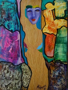 Appearing Woman - Original painting on panel - Handsigned