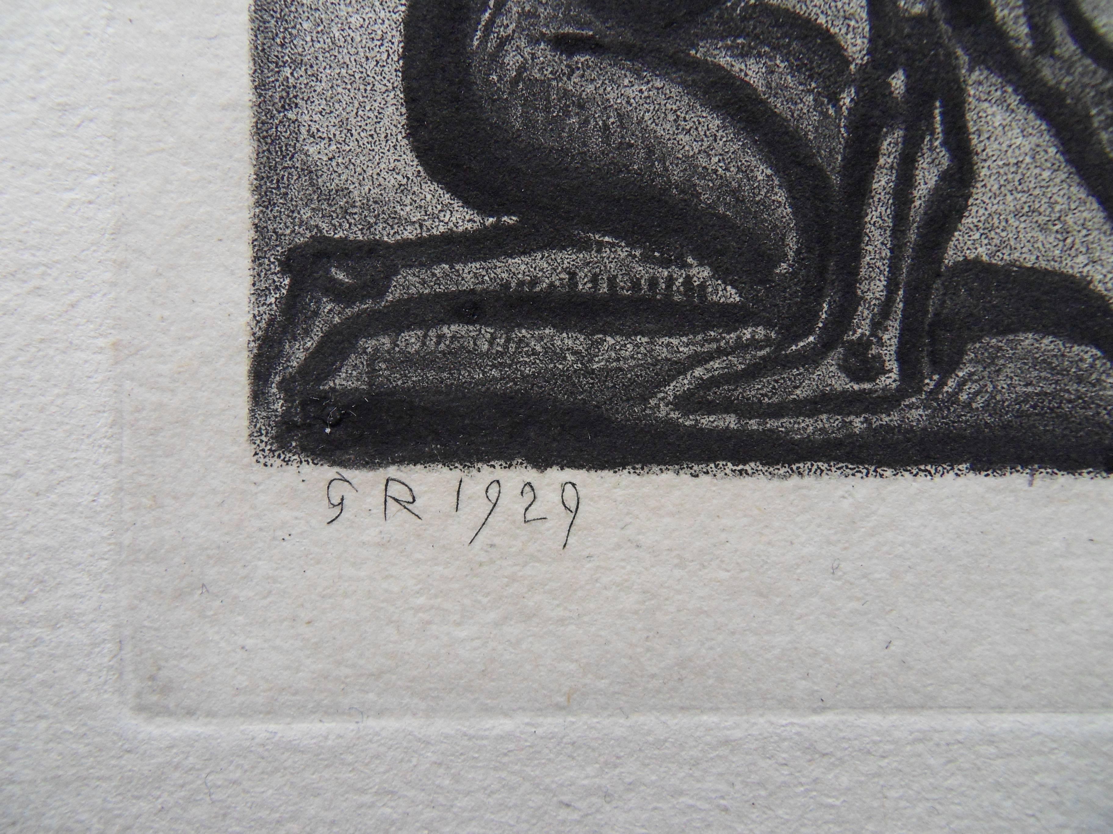 Georges Rouault - Couple Hugging - Original etching - 1929 For Sale at ...