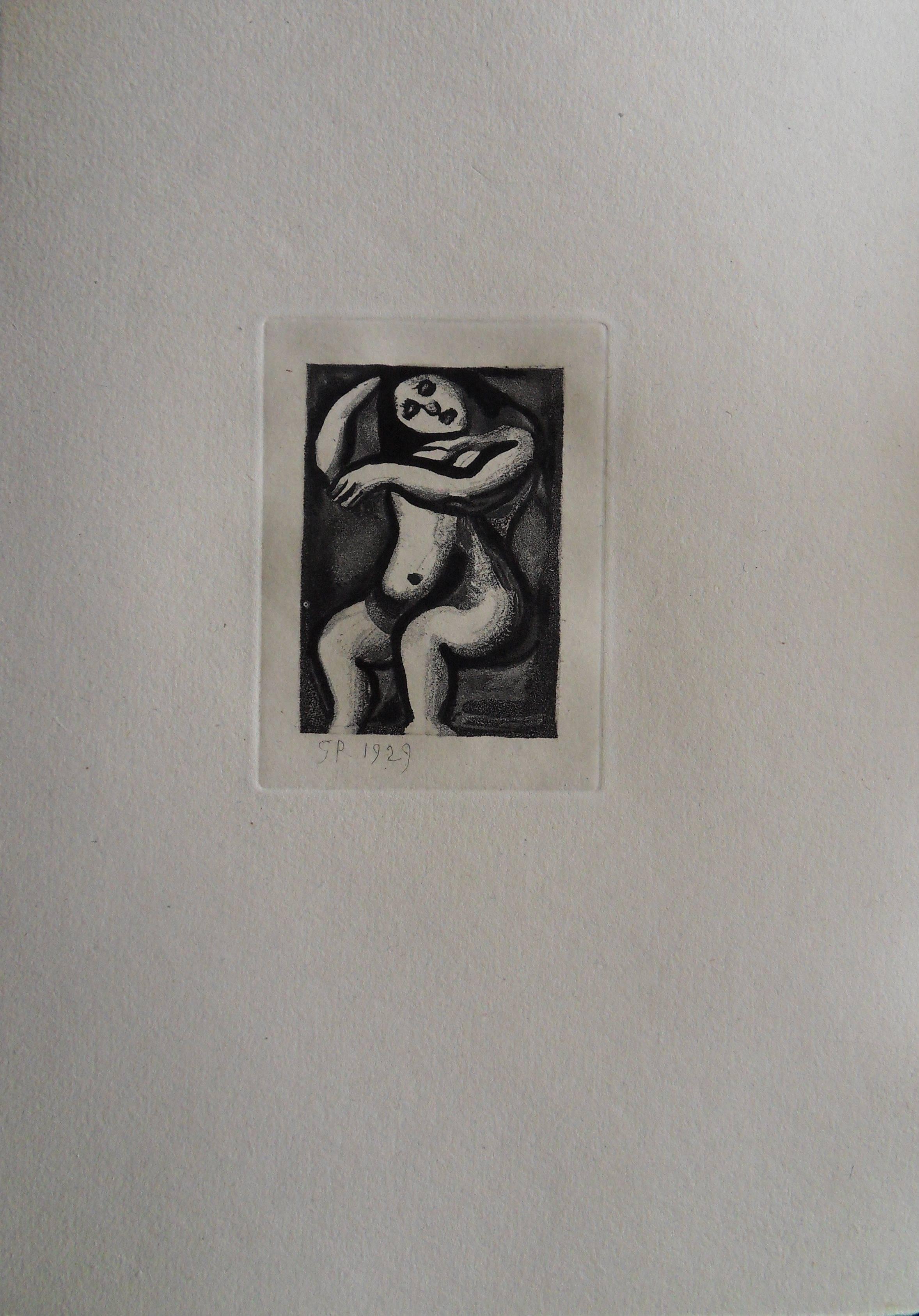 Woman Cleaning her Hair - Original etching - 1929 - Realist Print by Georges Rouault