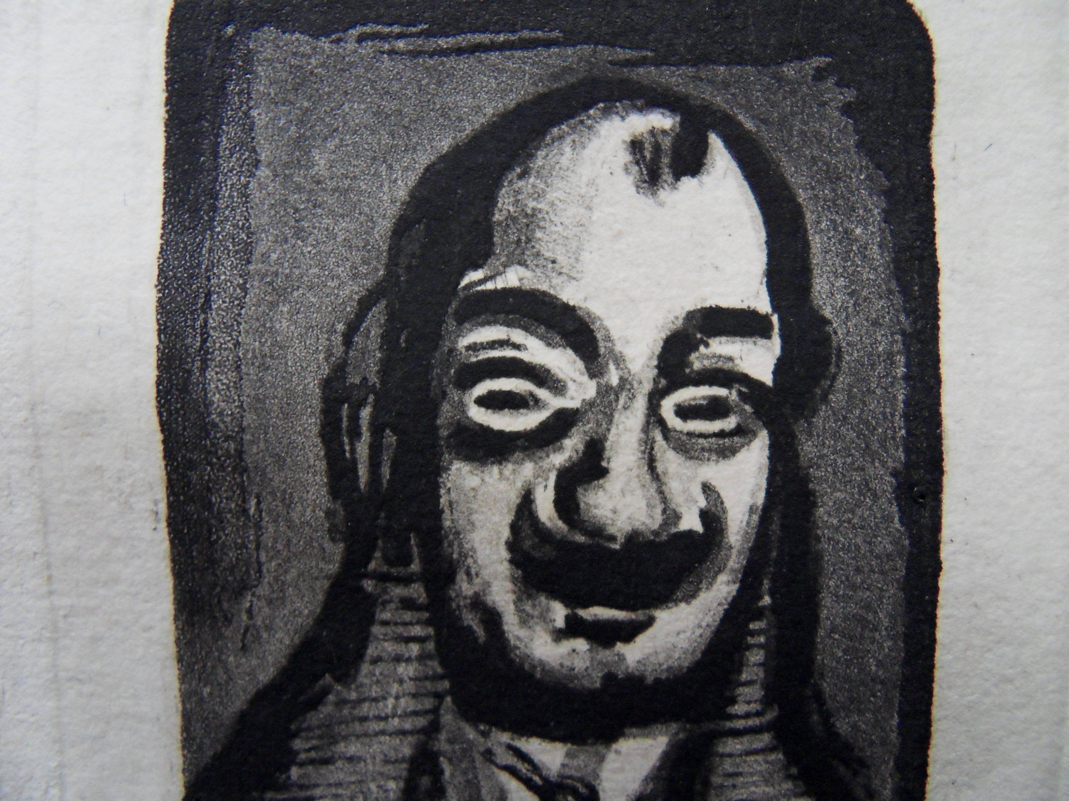 Smilling Man with Mustach - Original etching 1929 - Gray Portrait Print by Georges Rouault