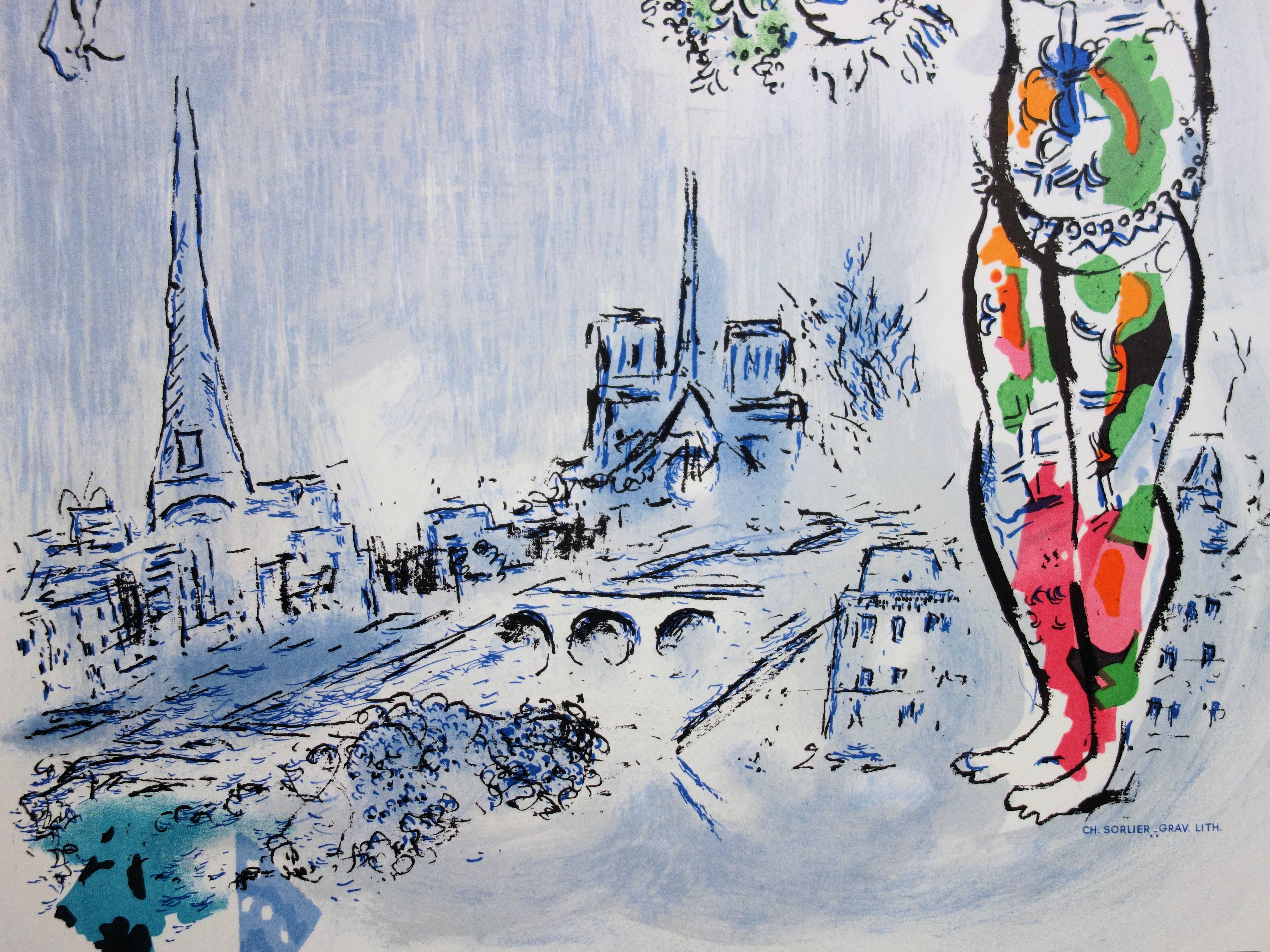 Magician of Paris - Lithograph poster - Mourlot 1970 - Modern Print by (after) Marc Chagall