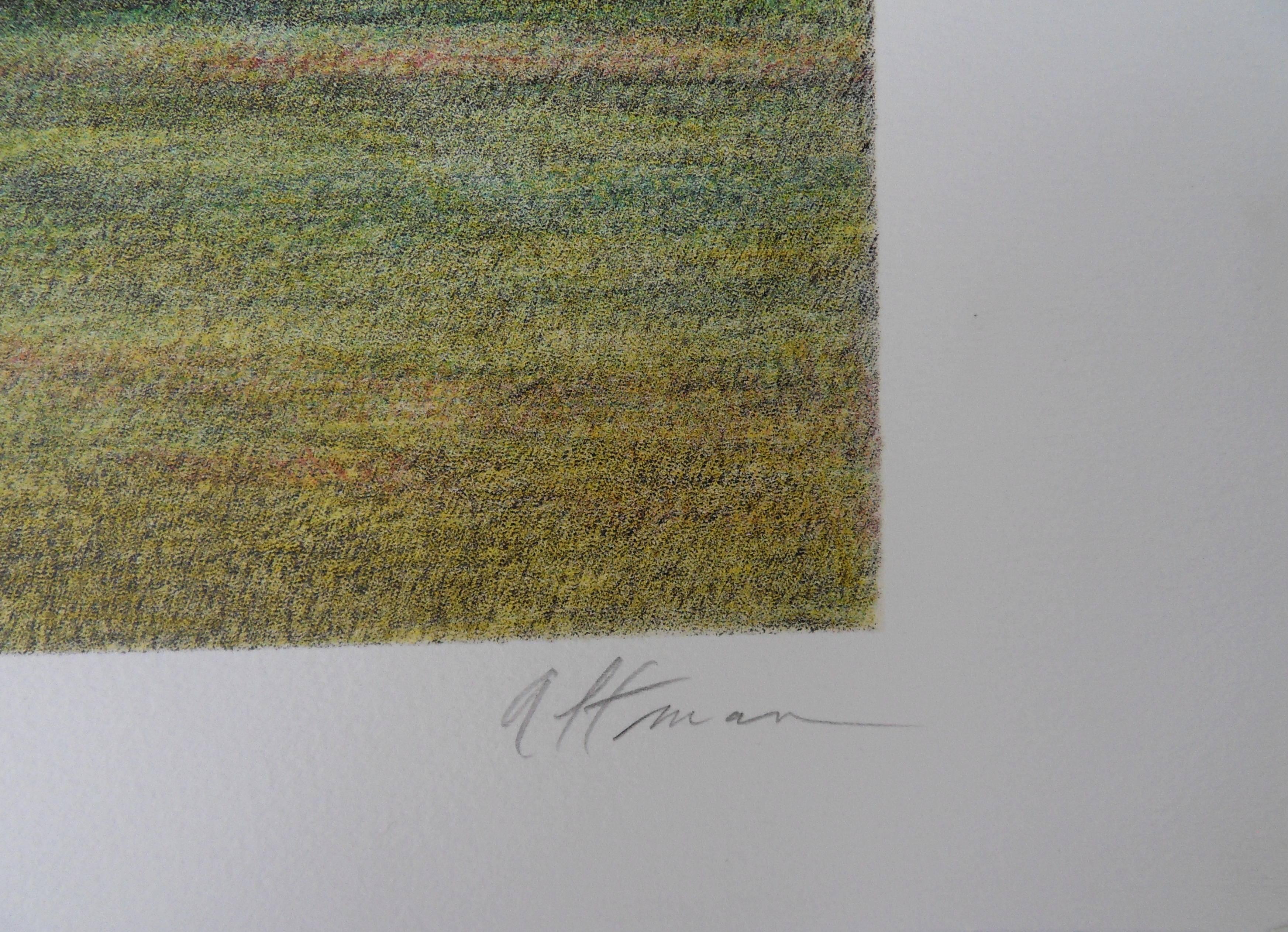 New York : Fall, Indian Summer in Central Park - Original handsigned lithograph - Print by Harold Altman
