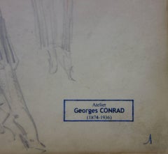 French Woman with Japanese Inspired Gown - Pencil drawing - circa 1916