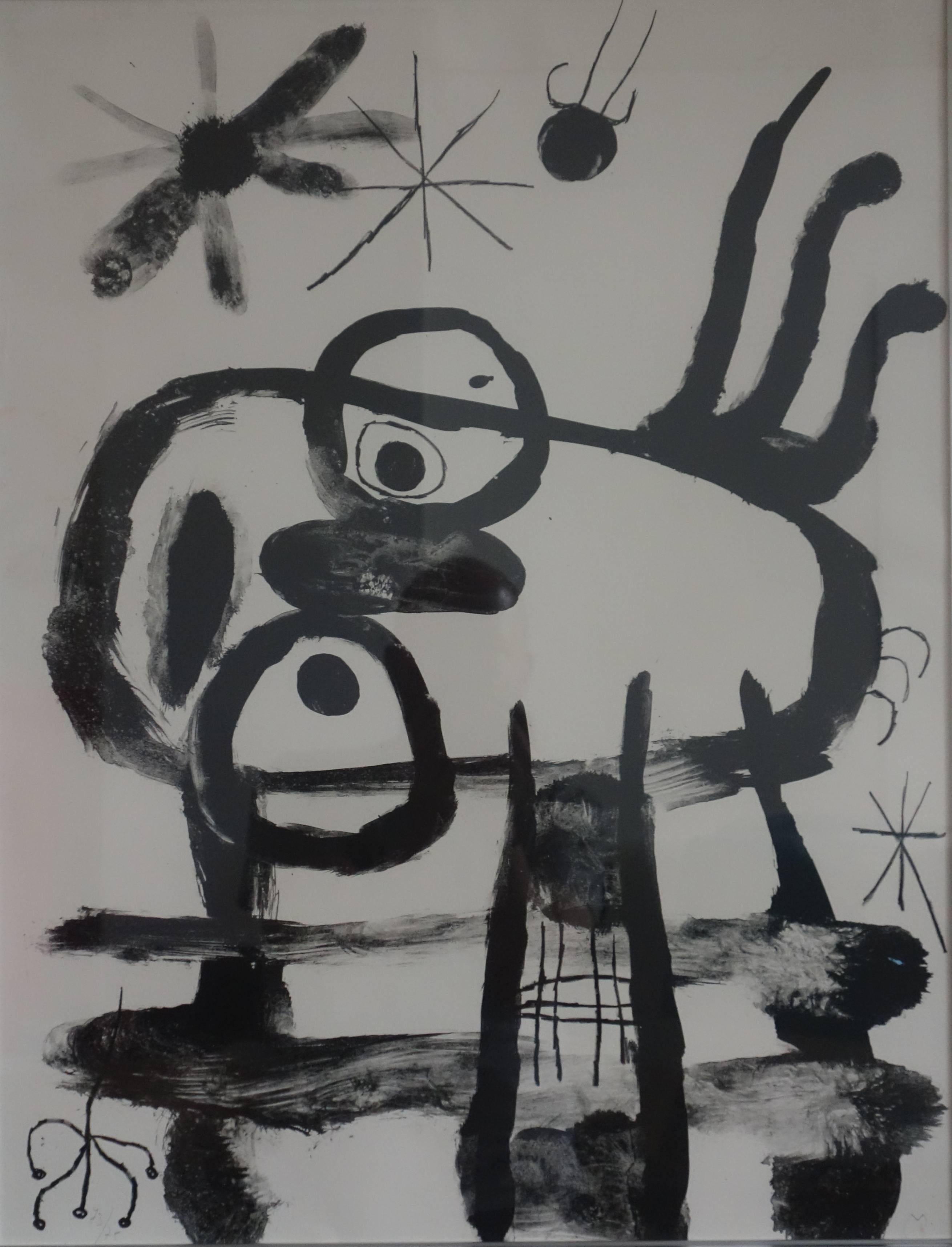 Album 19 : Plate 5, Funny Man - Original handsigned lithograph - 75 copies - Abstract Print by Joan Miró