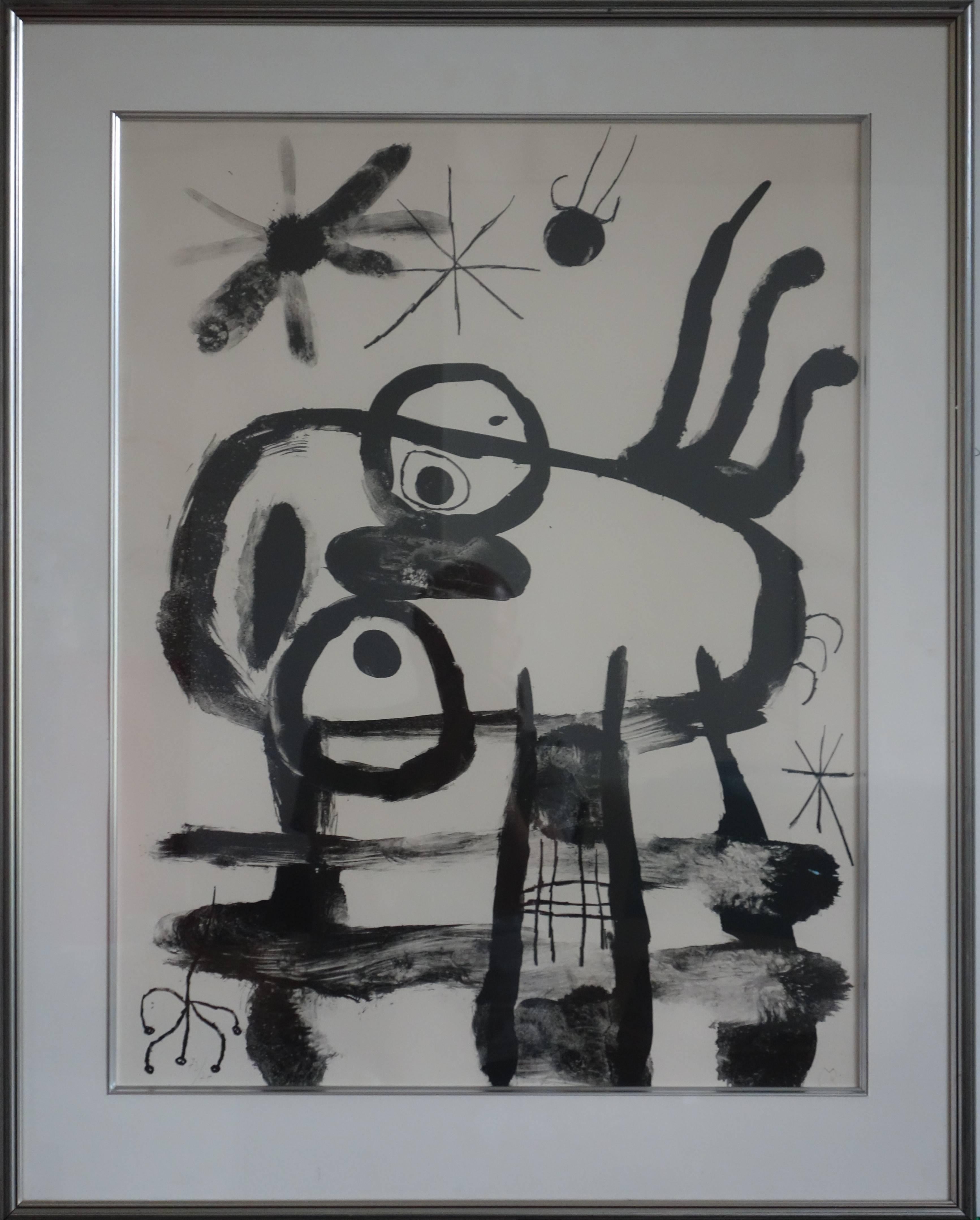 Joan Miró Abstract Print - Album 19 : Plate 5, Funny Man - Original handsigned lithograph - 75 copies