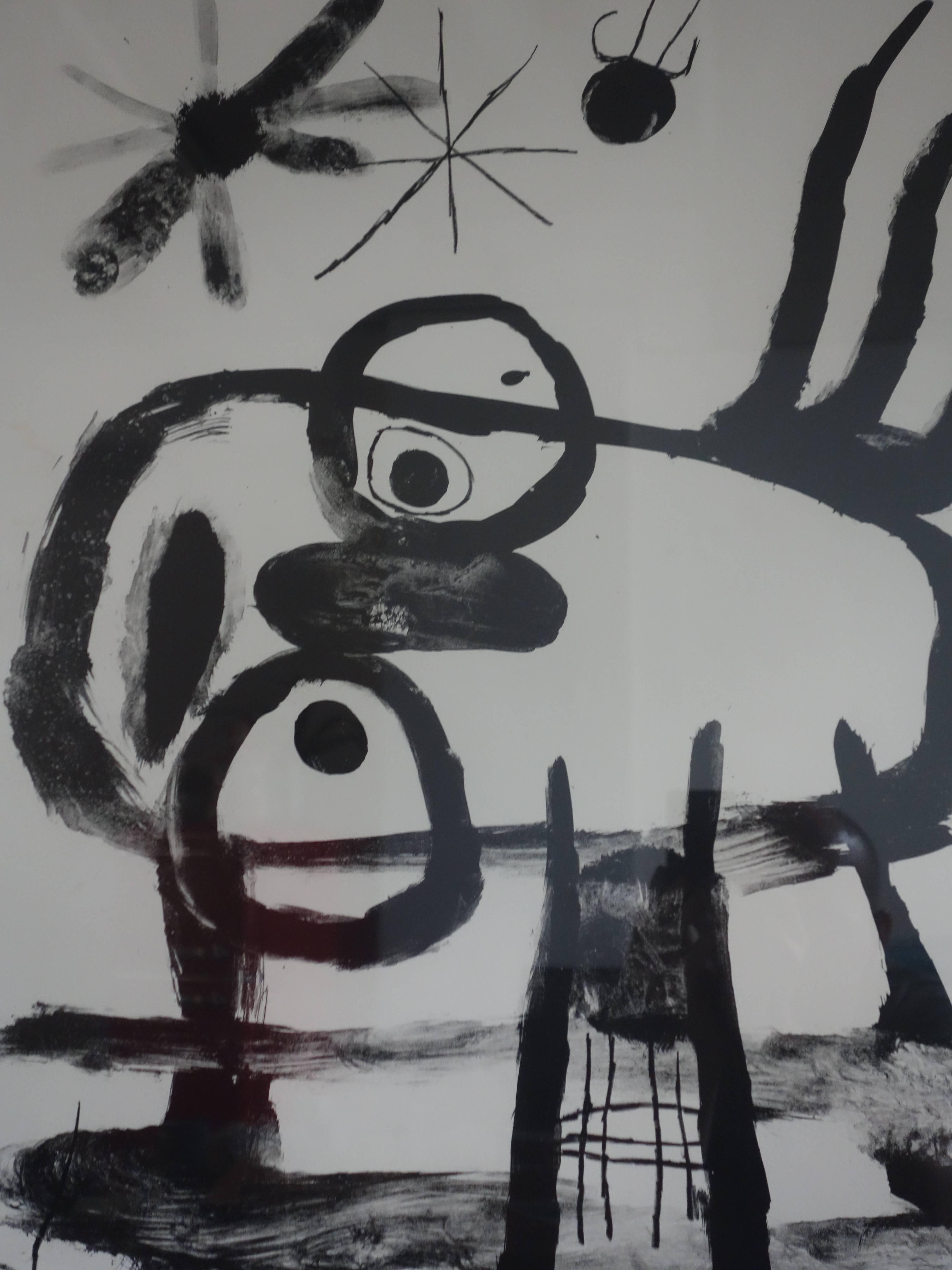 Album 19 : Plate 5, Funny Man - Original handsigned lithograph - 75 copies - Gray Abstract Print by Joan Miró
