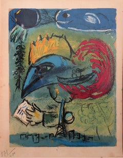 Rooster with the Eiffel Tower - Lithograph - 400 ex - 1952