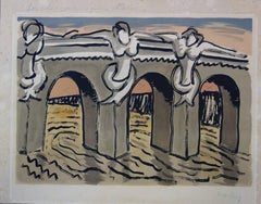 Bridge with Mermaids - Original handsigned lithograph